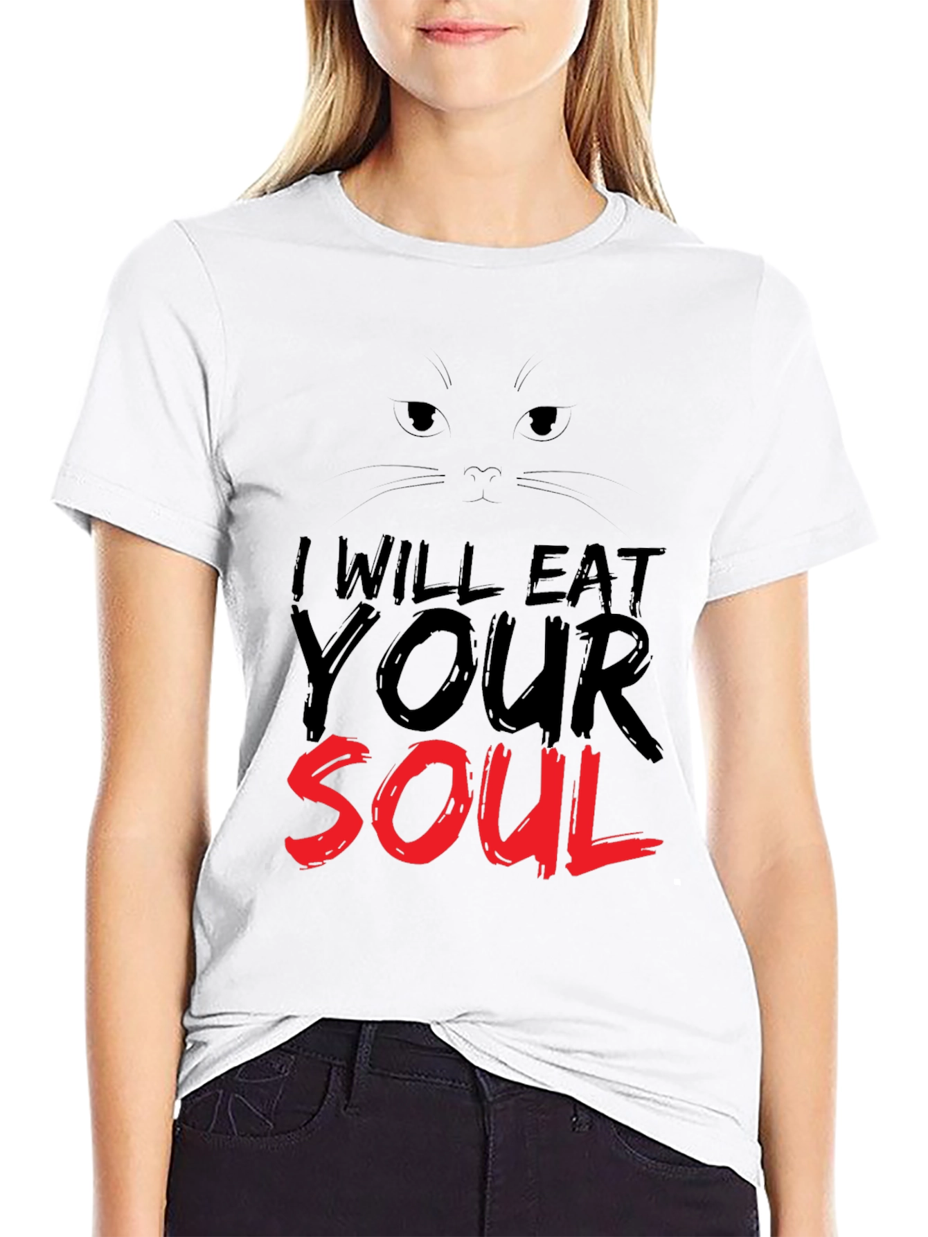 Black I Will Eat Your Soul Graphic Tee - Black Cat view 9