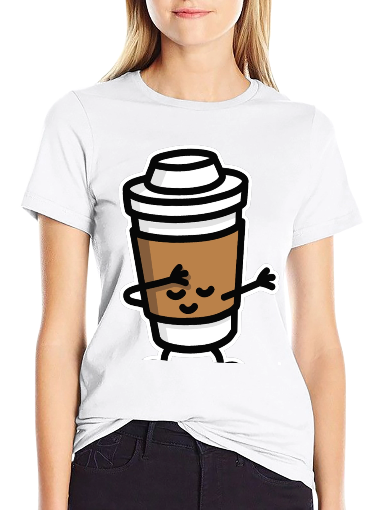 Black Dabbing Coffee Cup Black T-Shirt view 9
