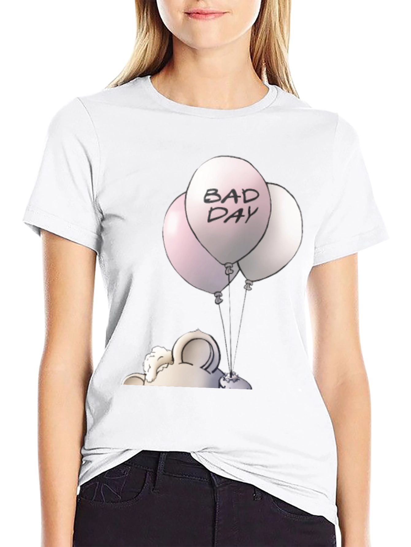 Black Bad Day Balloons Graphic Tee - Unisex Black T-Shirt view 9