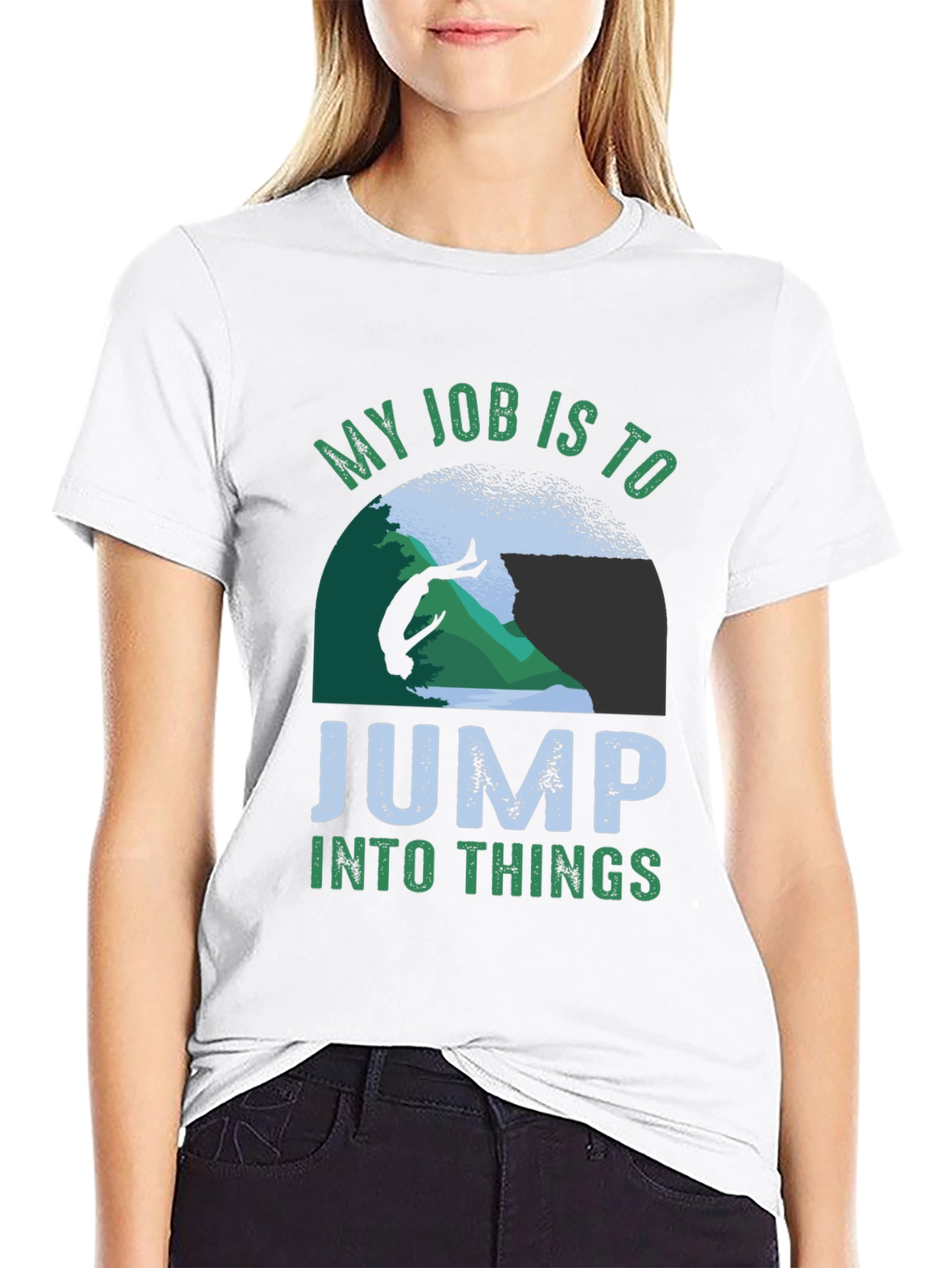 Black My Job Is To Jump Into Things T-Shirt view 9