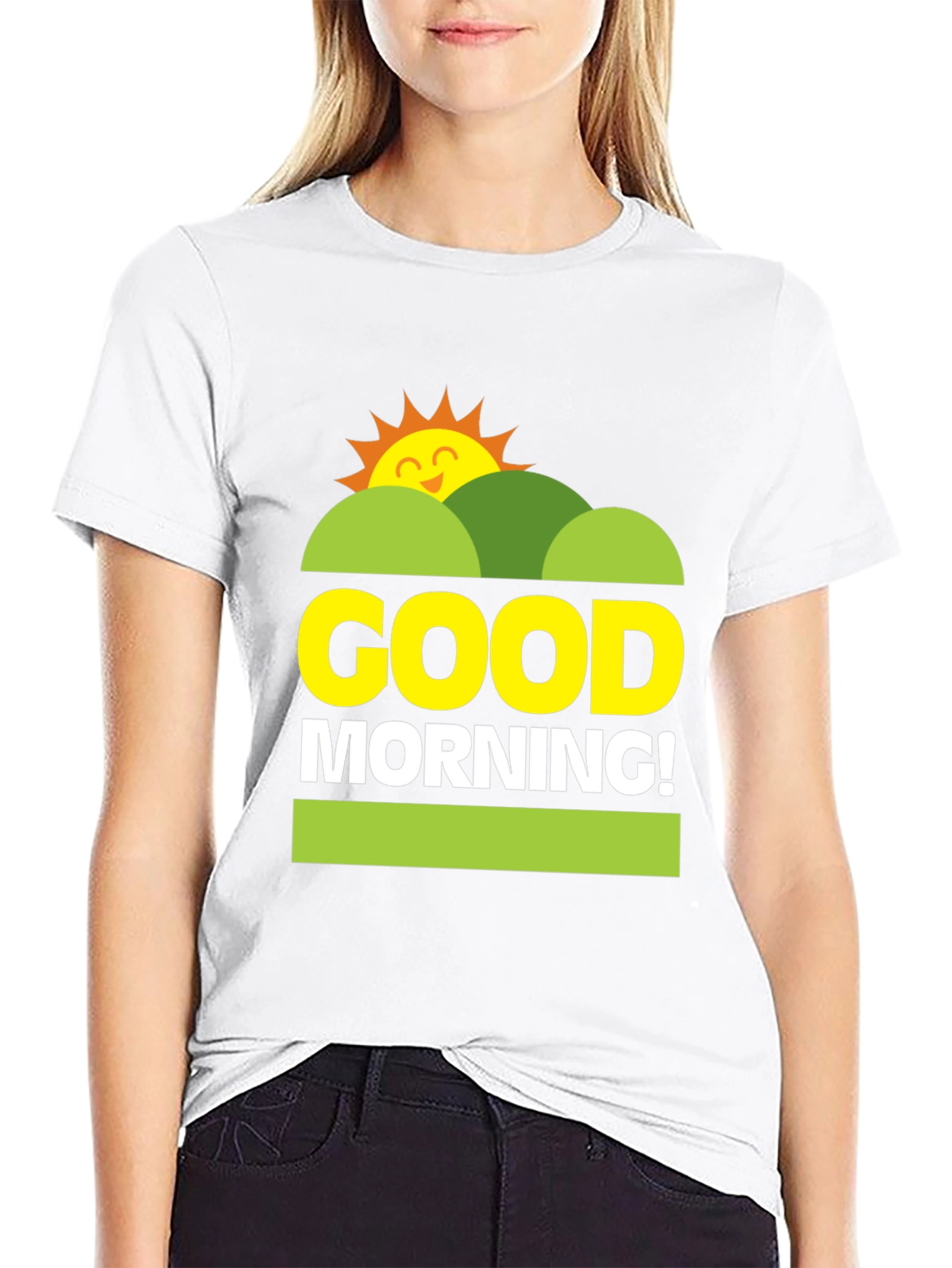 Black Good Morning Graphic Tee - Unisex Black T-Shirt view 9