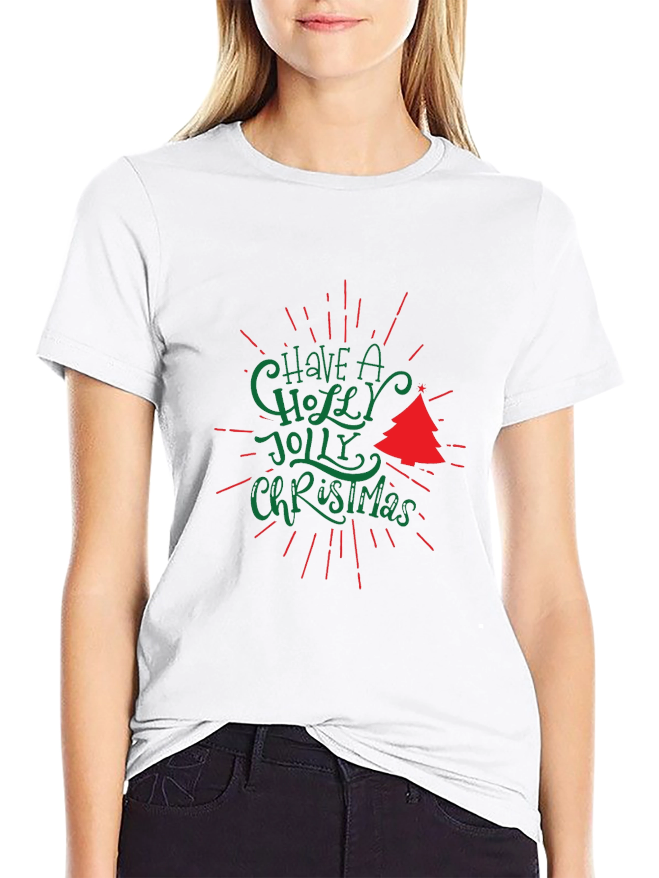 Black Holiday T-Shirt: Have a Holly Jolly Christmas Tee view 9