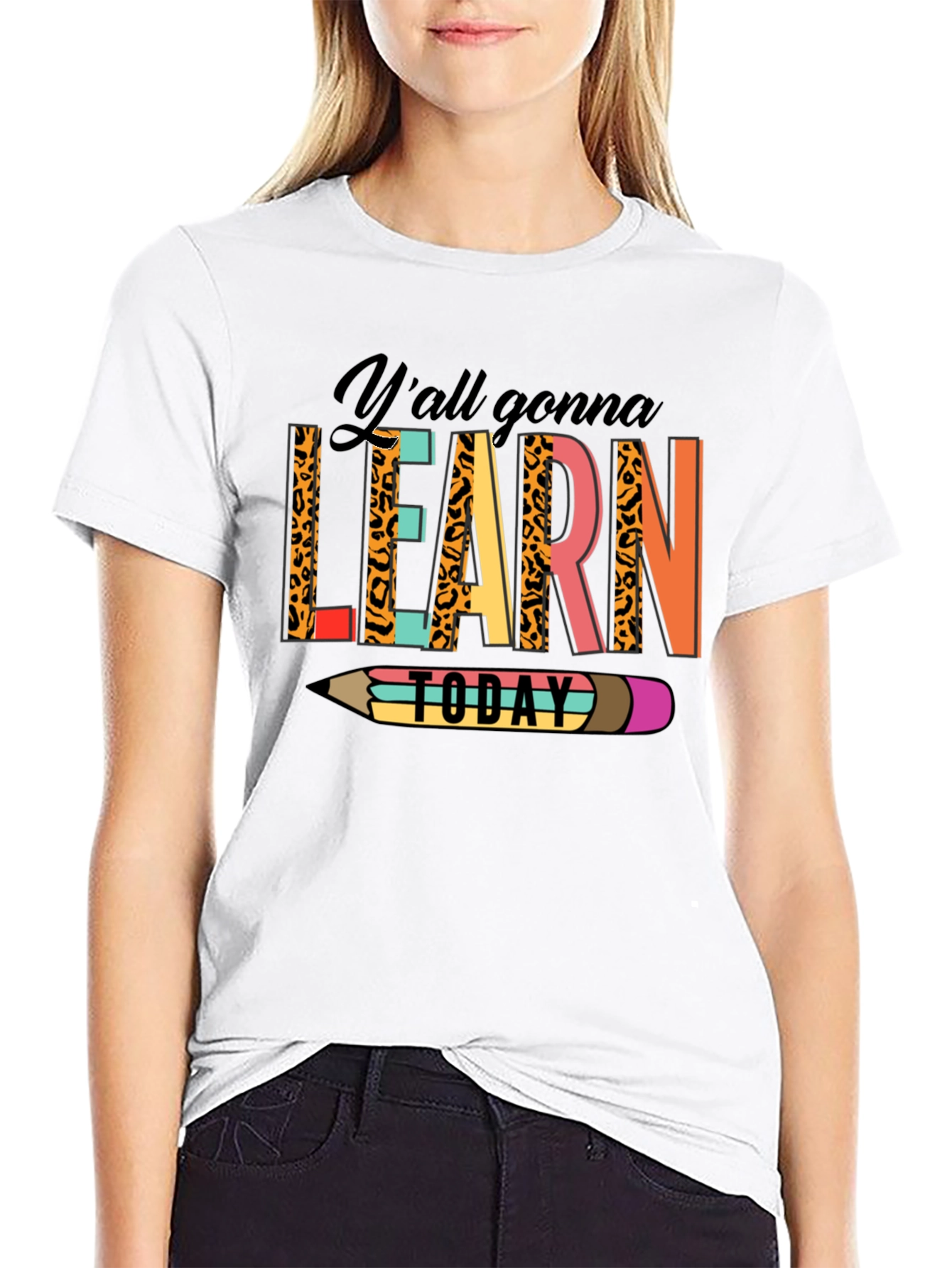 Black Y'all Gonna Learn Today Graphic Tee view 9