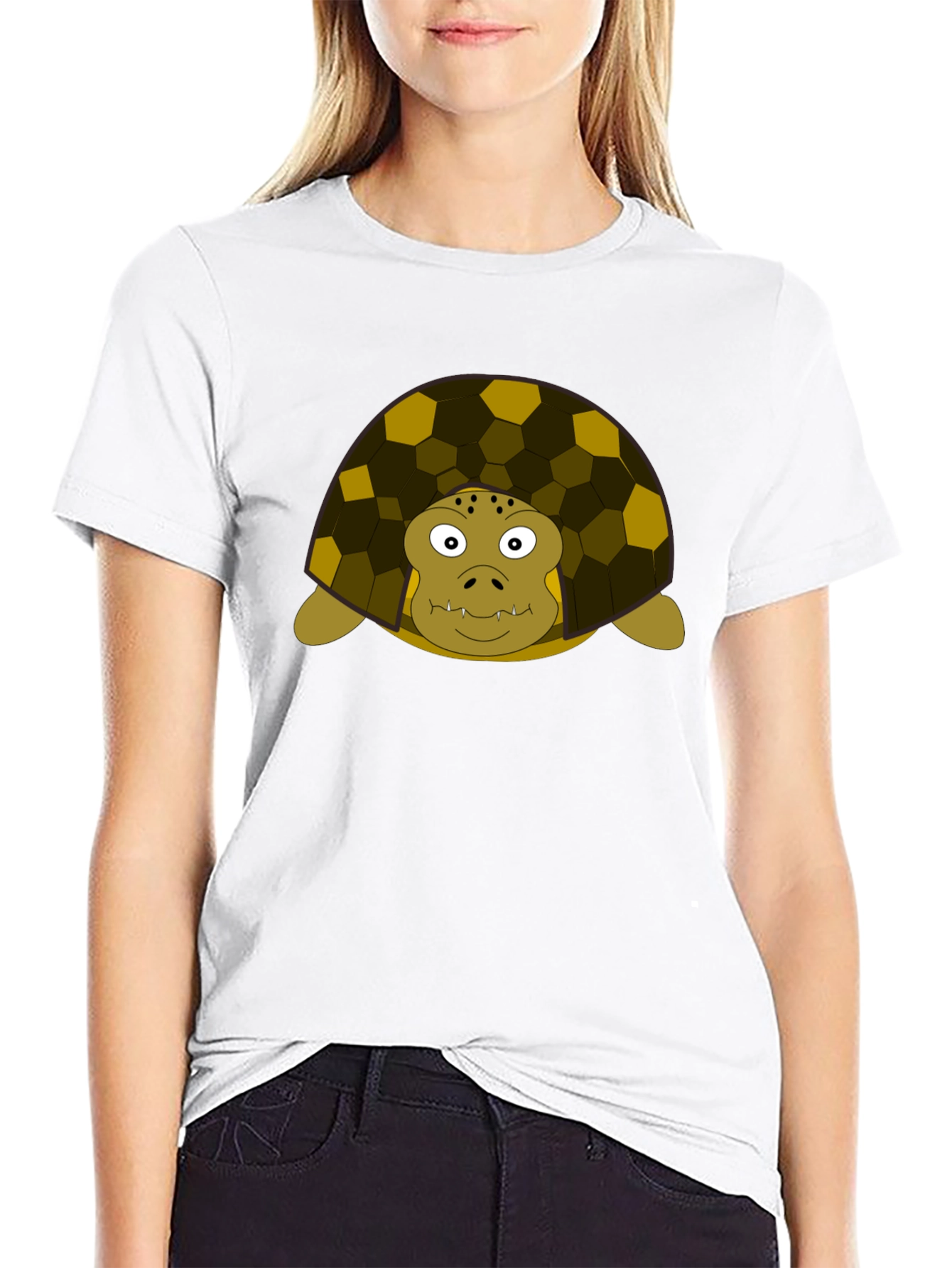 Black Cartoon Turtle Graphic Tee - Unisex Crew Neck T-Shirt view 9