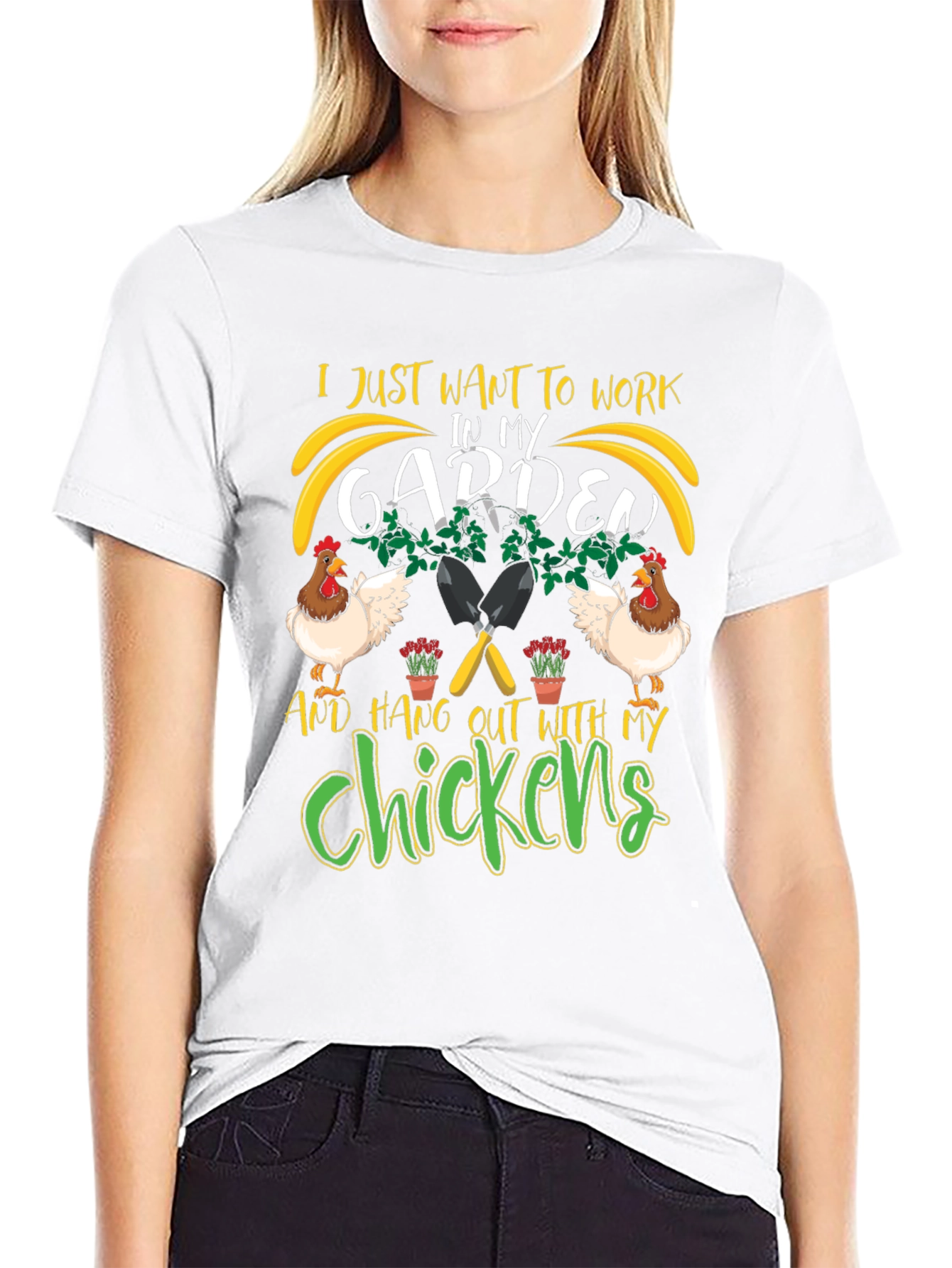 Work in My Garden with Chickens T-Shirt - 9
