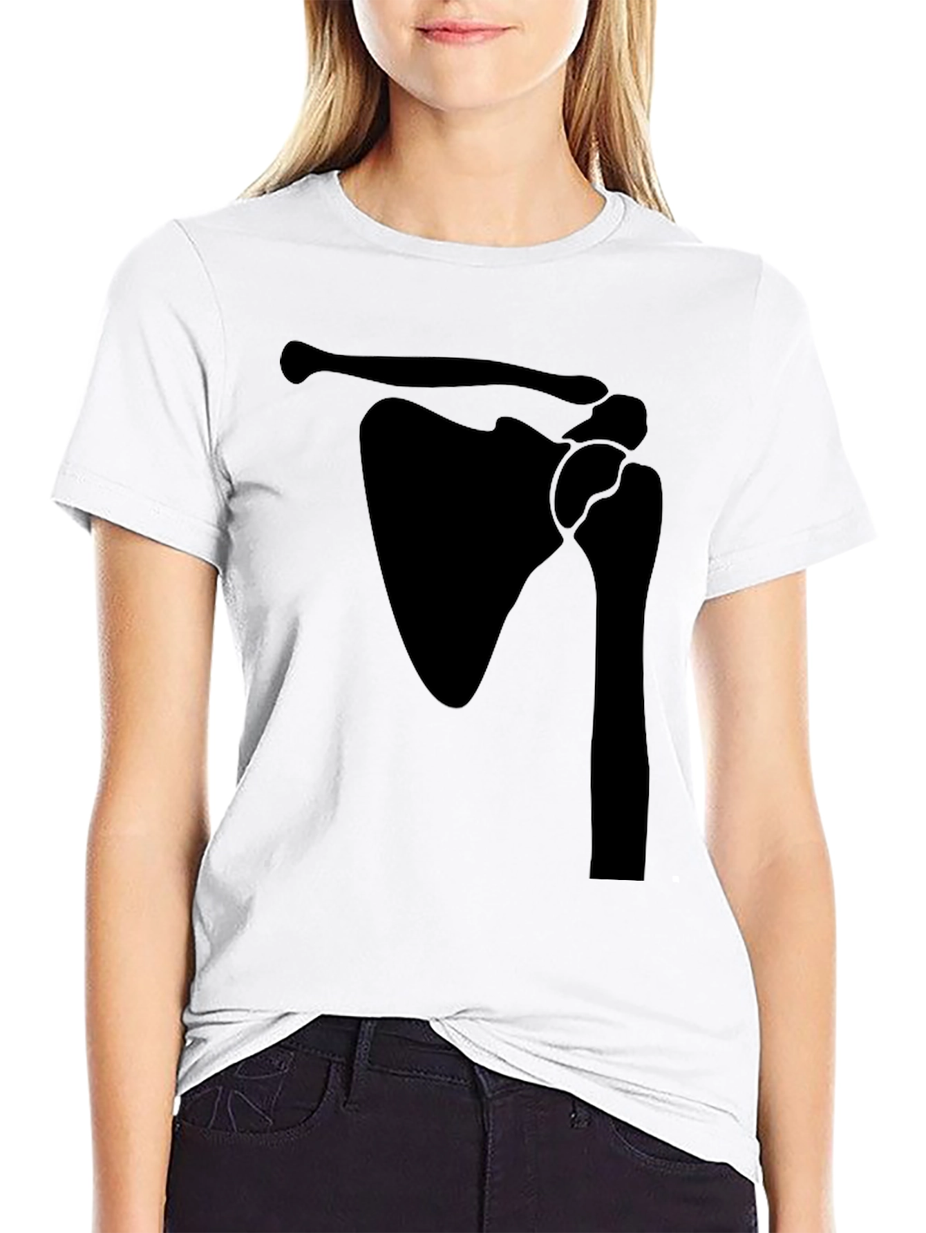 Black Shoulder Anatomy Print Black T-Shirt view 9