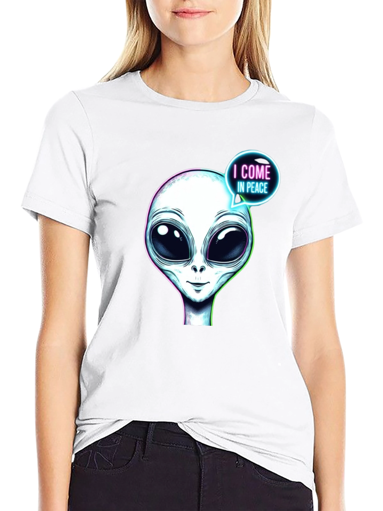 Alien T-Shirt - I Come In Peace - Black - 9