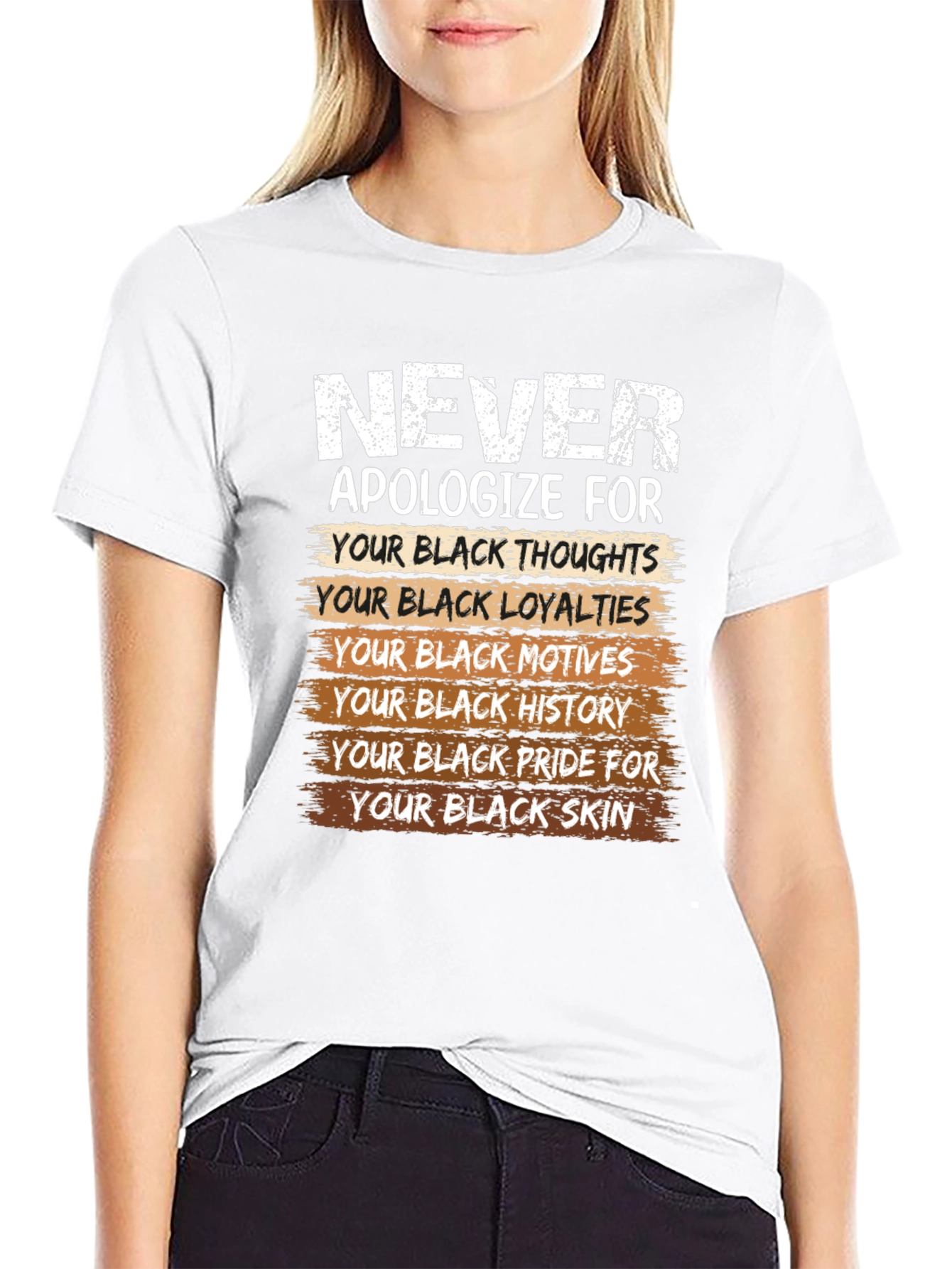 Black Never Apologize Black Pride T-Shirt view 9