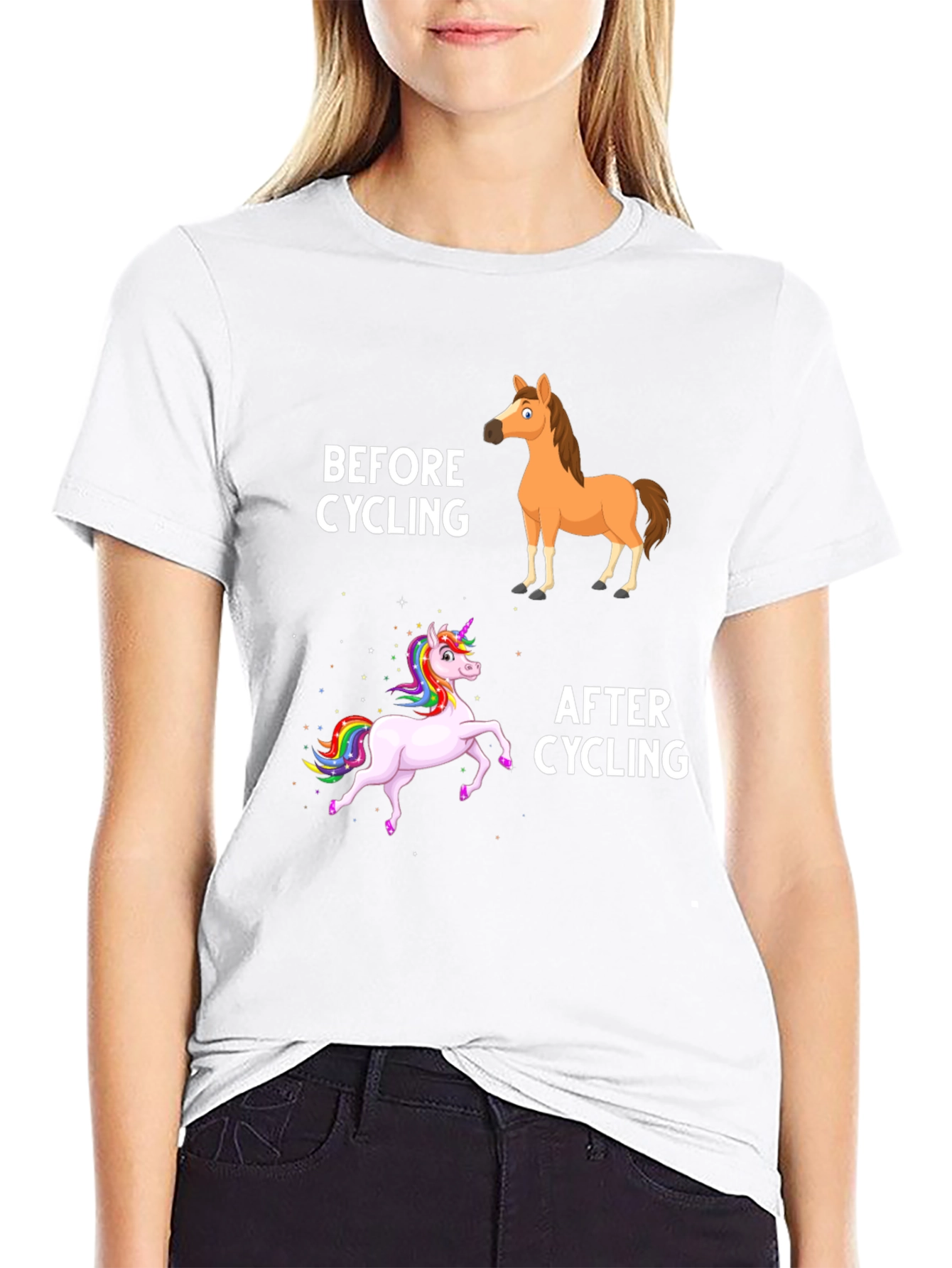 Black Cycling Horse/Unicorn T-Shirt view 9