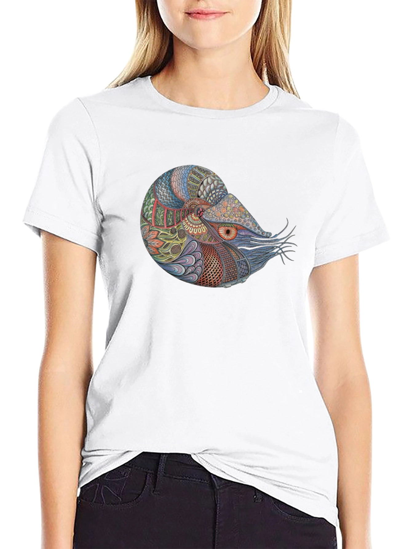Black Nautilus Graphic Black T-Shirt view 9