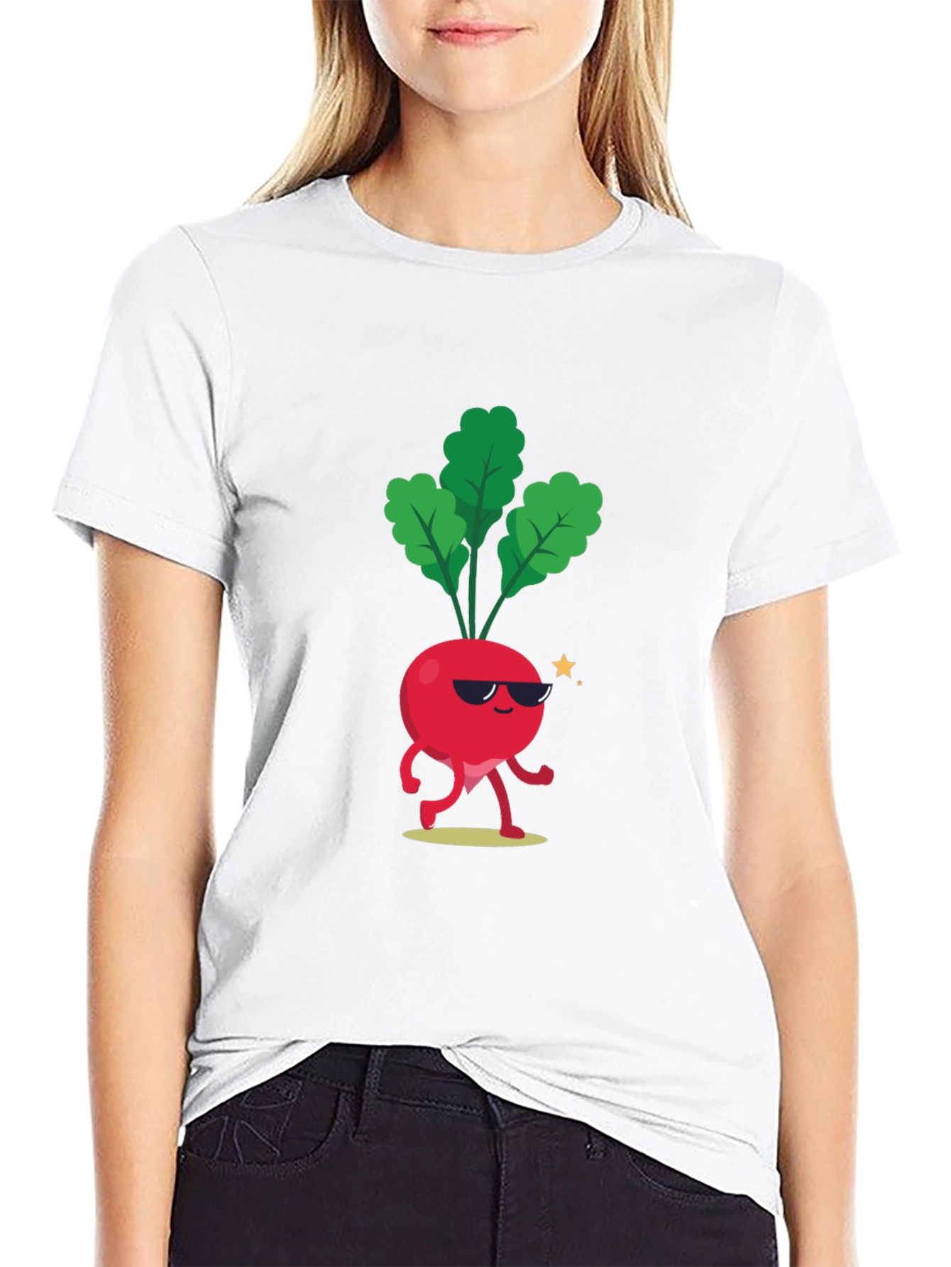 Black Cool Beet T-Shirt - Funny Cartoon Vegetable Tee view 9