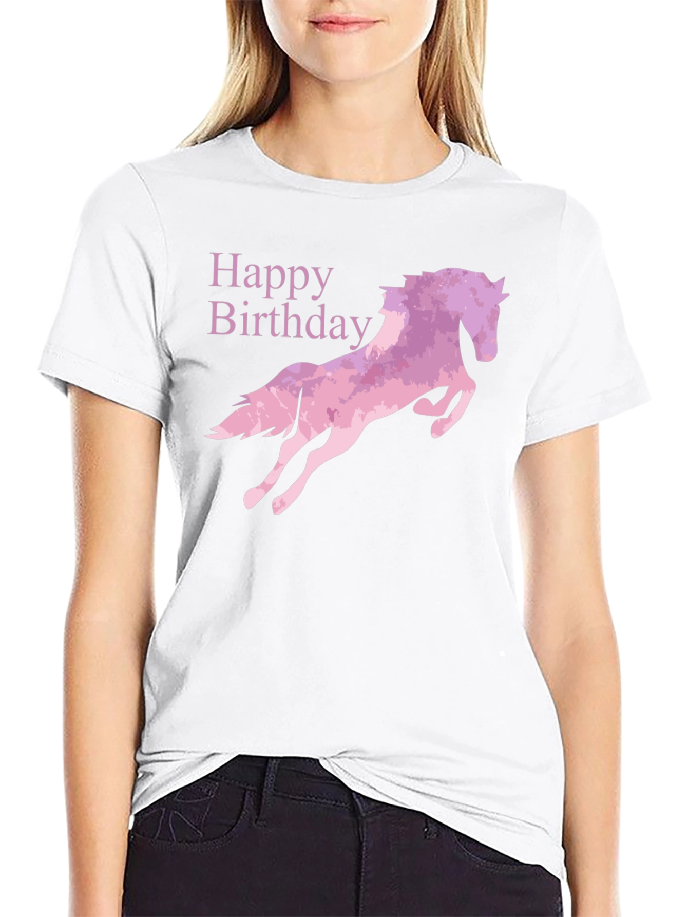 Black Happy Birthday Horse Graphic T-Shirt - Black view 9
