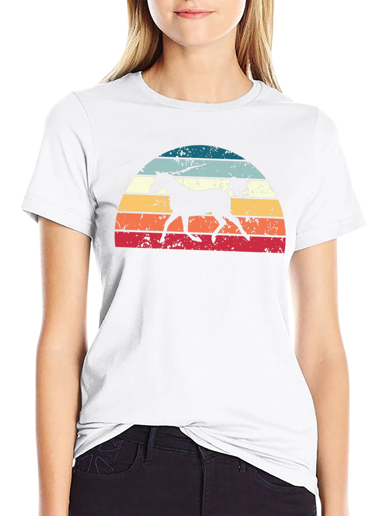 Black Retro Horse Sunset Graphic Tee view 9