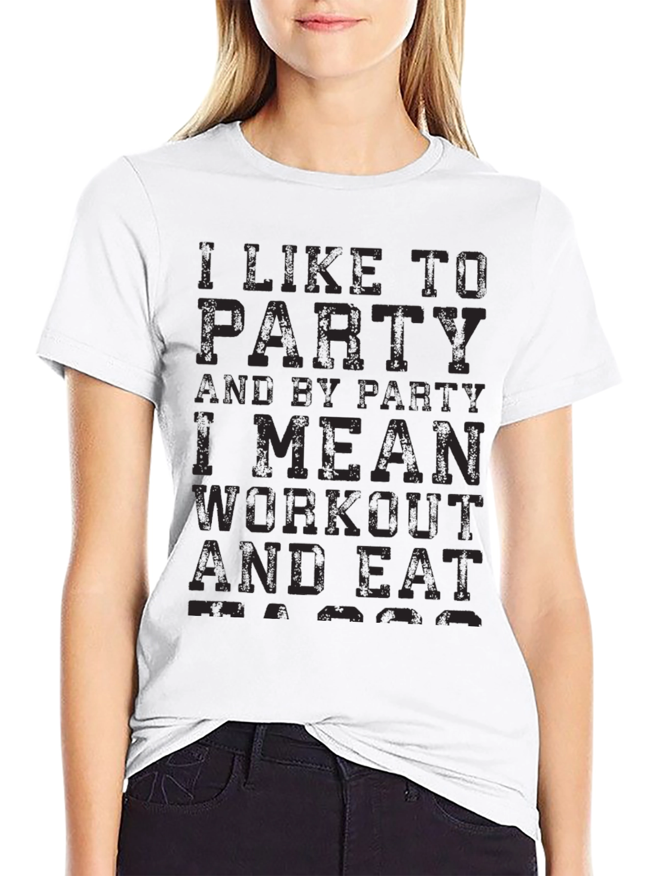 Black Funny Workout Black T-Shirt: Party to Workout view 9