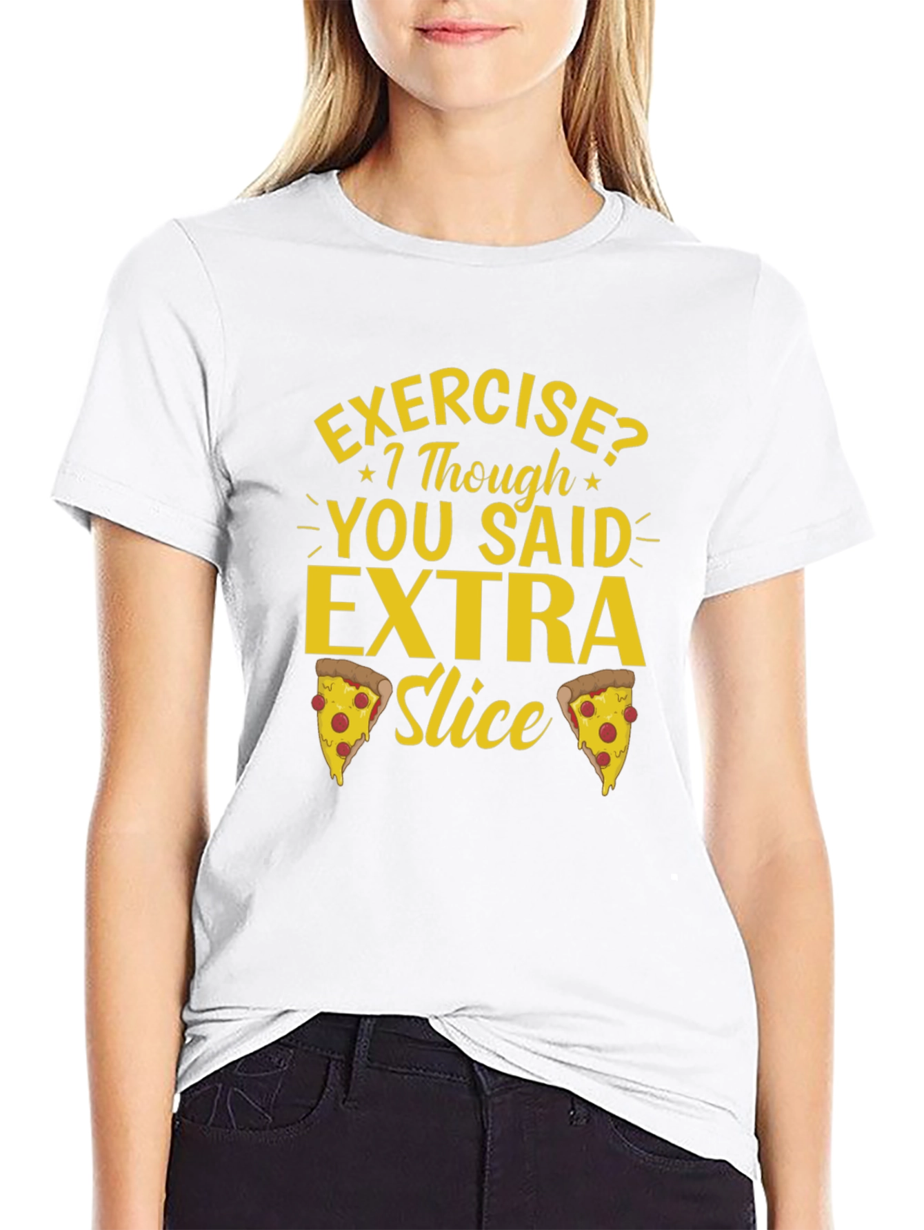 Black Funny Pizza Lover T-Shirt - Extra Slice Design view 9