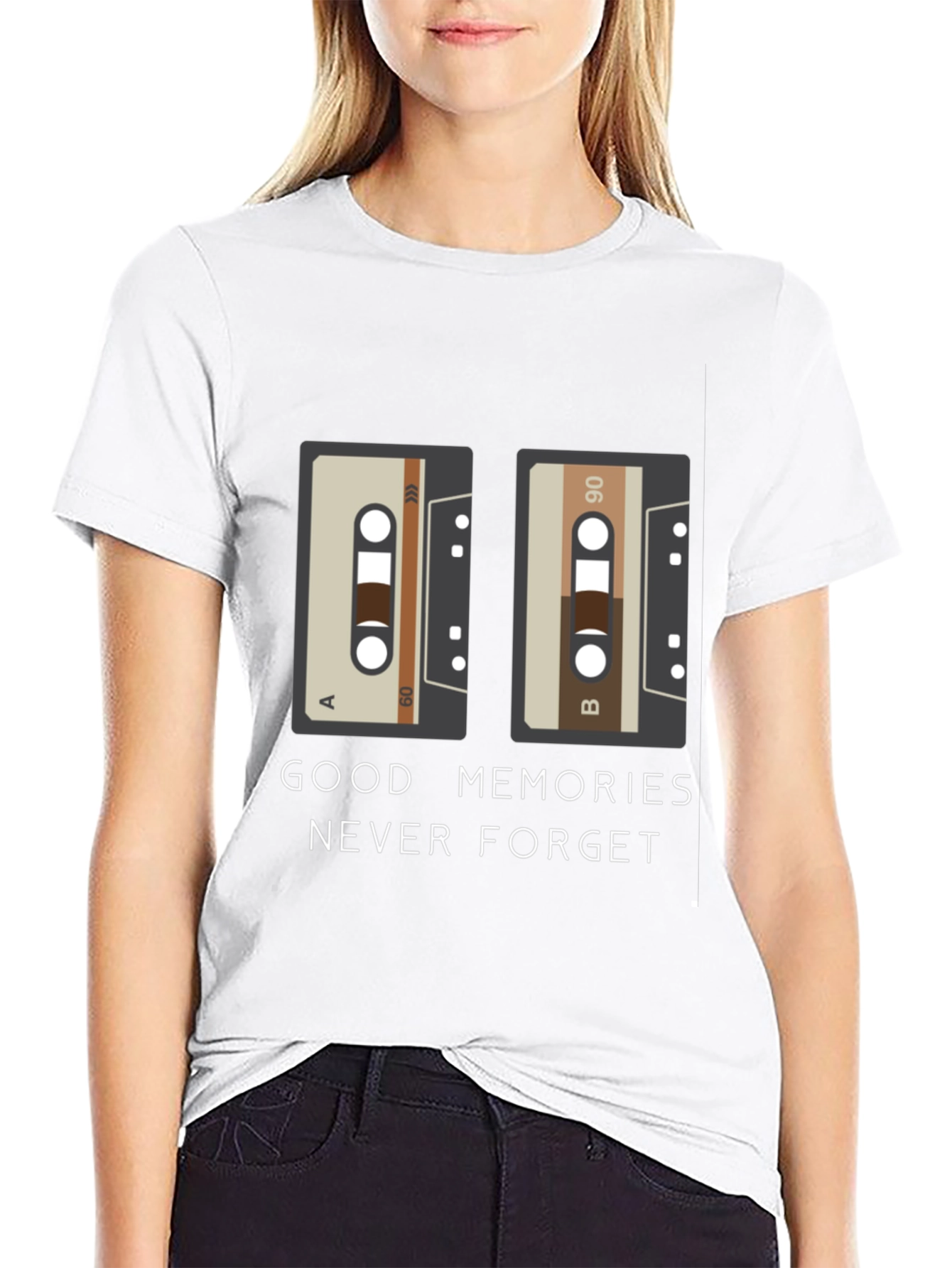 Black Good Memories Never Forget Cassette Tape T-Shirt view 9