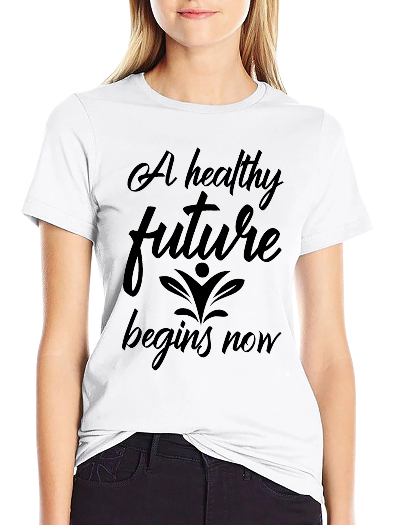 Black Healthy Future Begins Now Black Graphic Tee view 9