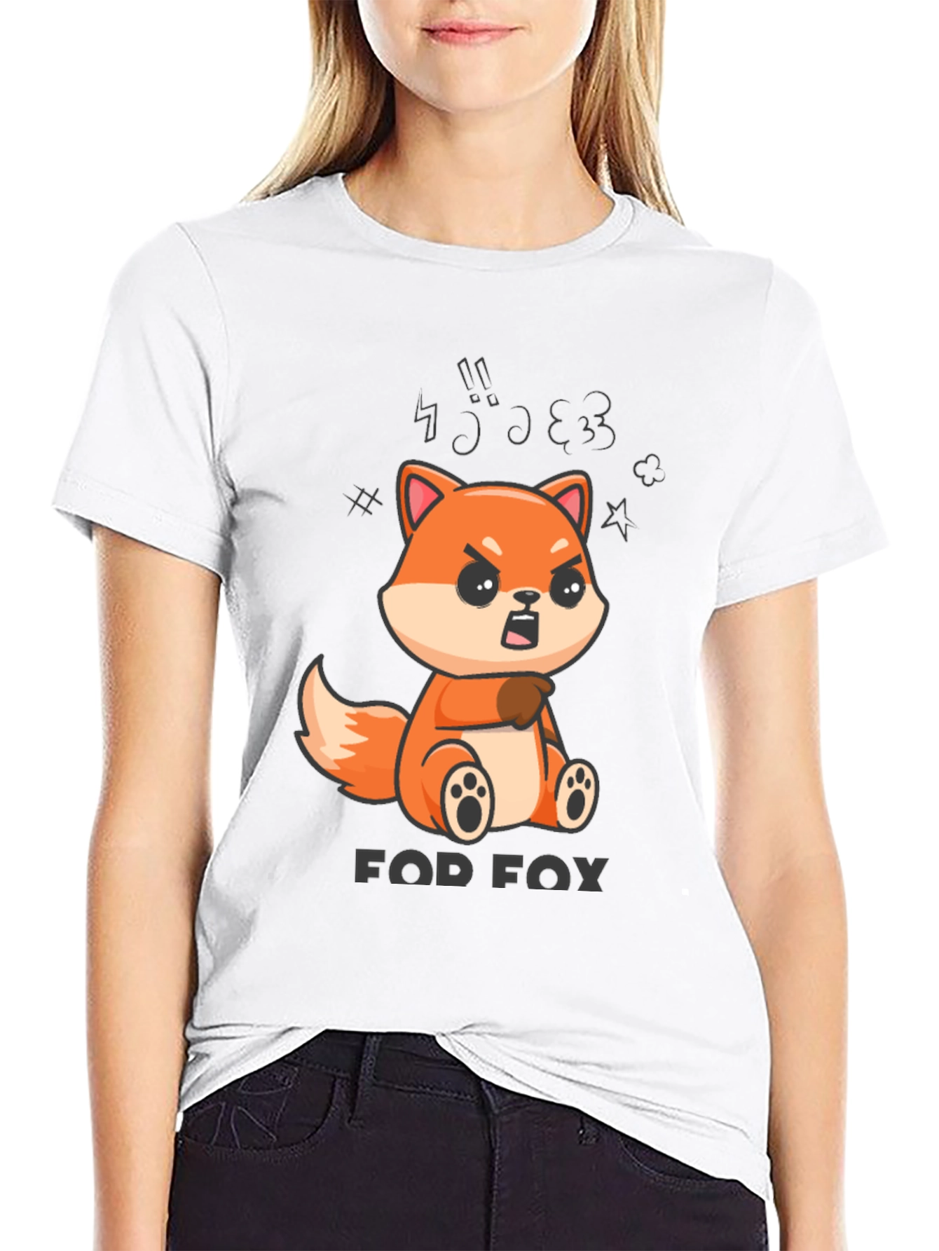 Black FOD FOX T-Shirt - Angry Fox Cartoon Tee view 9