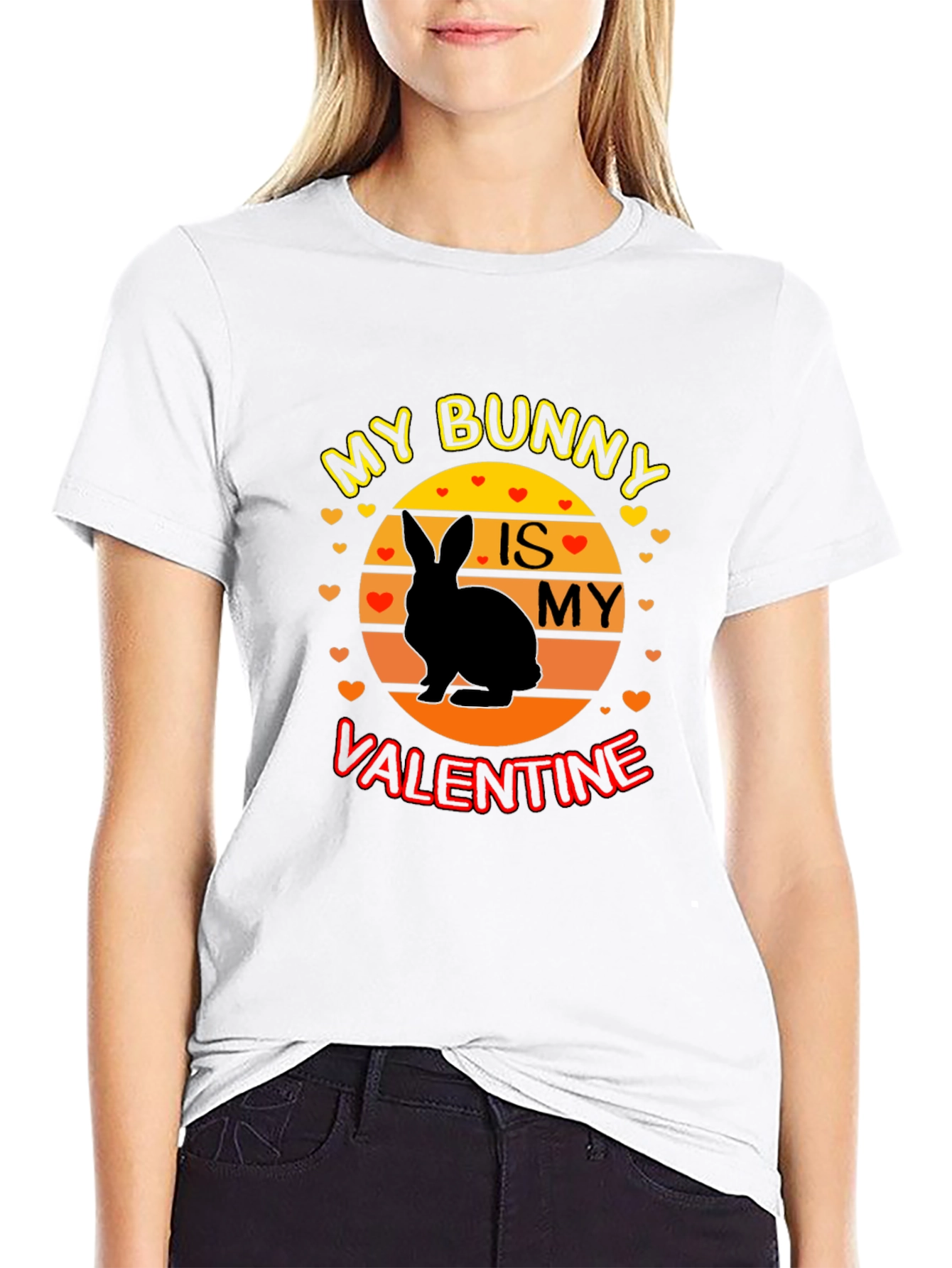 Black My Bunny is My Valentine Graphic T-Shirt view 9