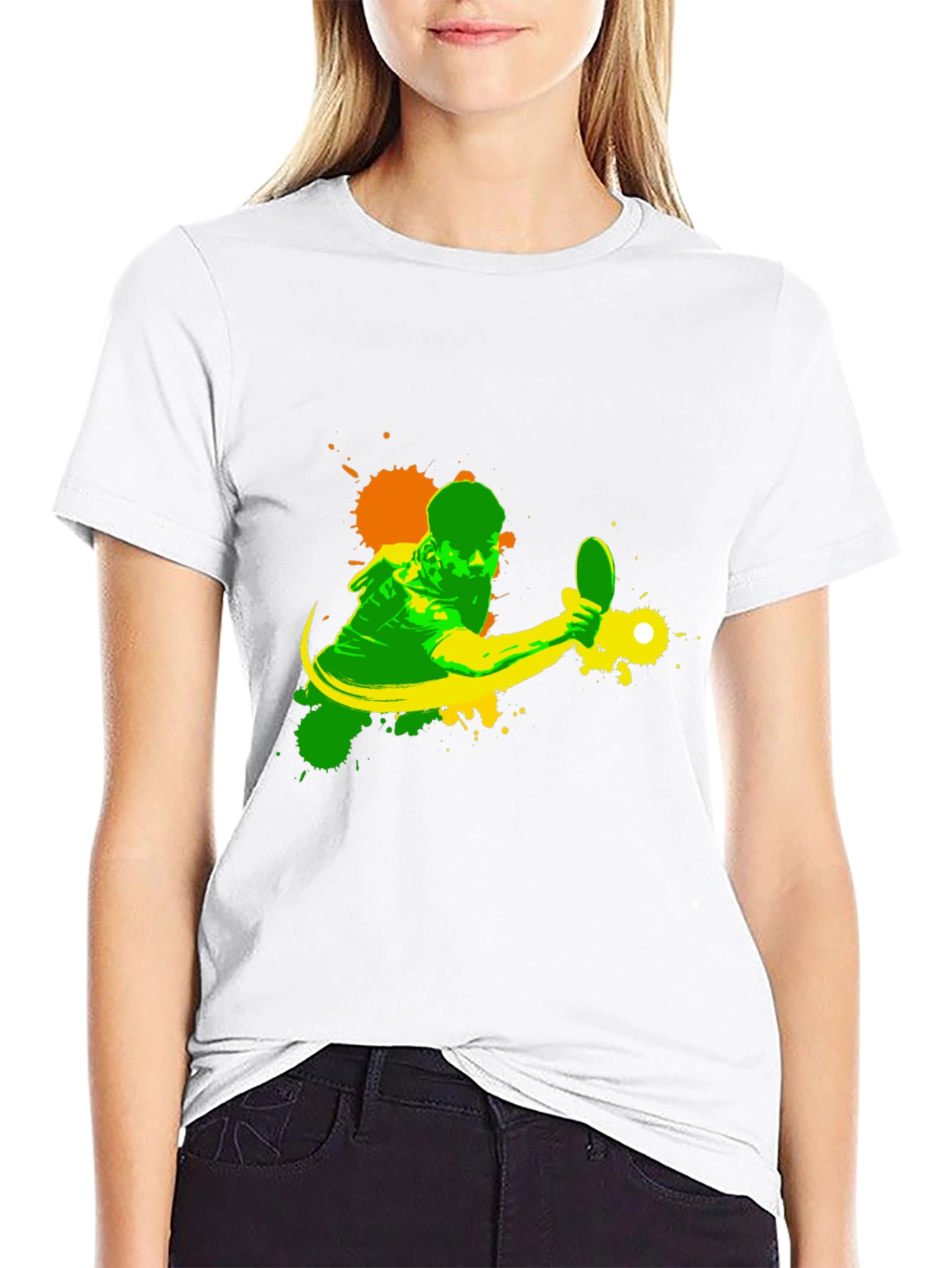 Black Table Tennis Player Graphic Black T-Shirt view 9