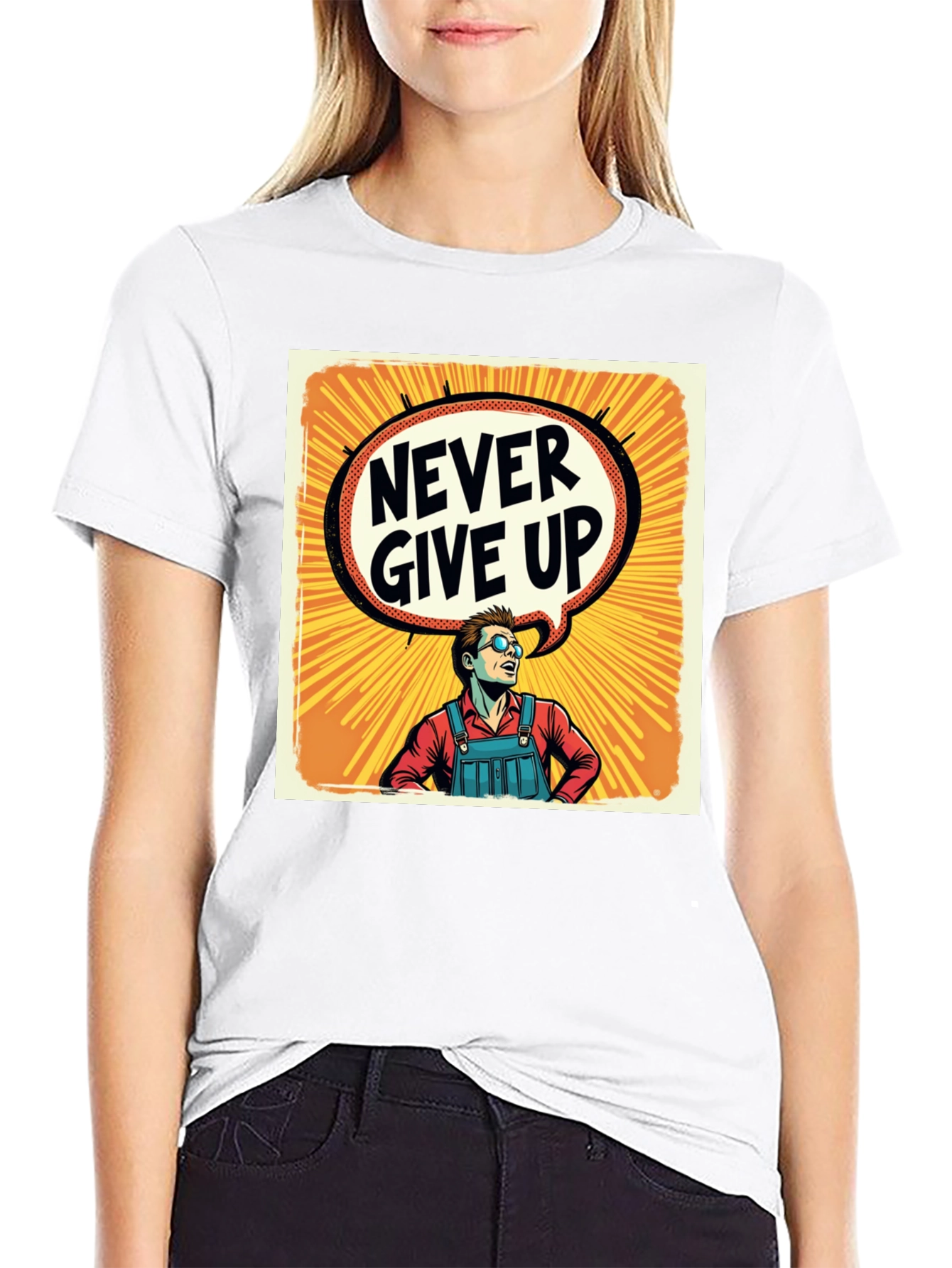 Black Never Give Up T-Shirt - Motivational Graphic Tee view 9