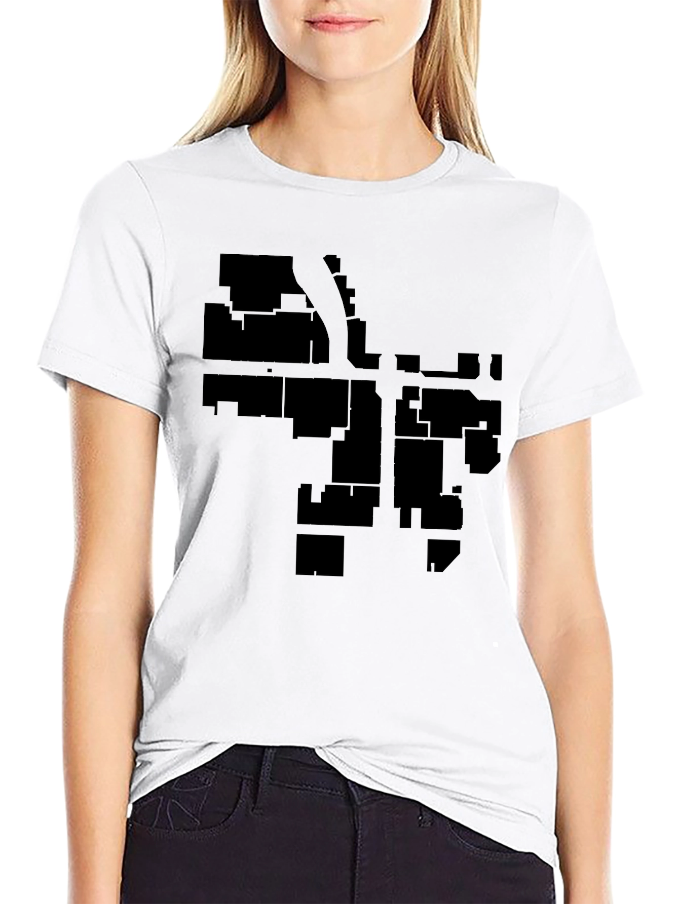 Black Urban Grid Black T-Shirt - Cityscape Style view 9