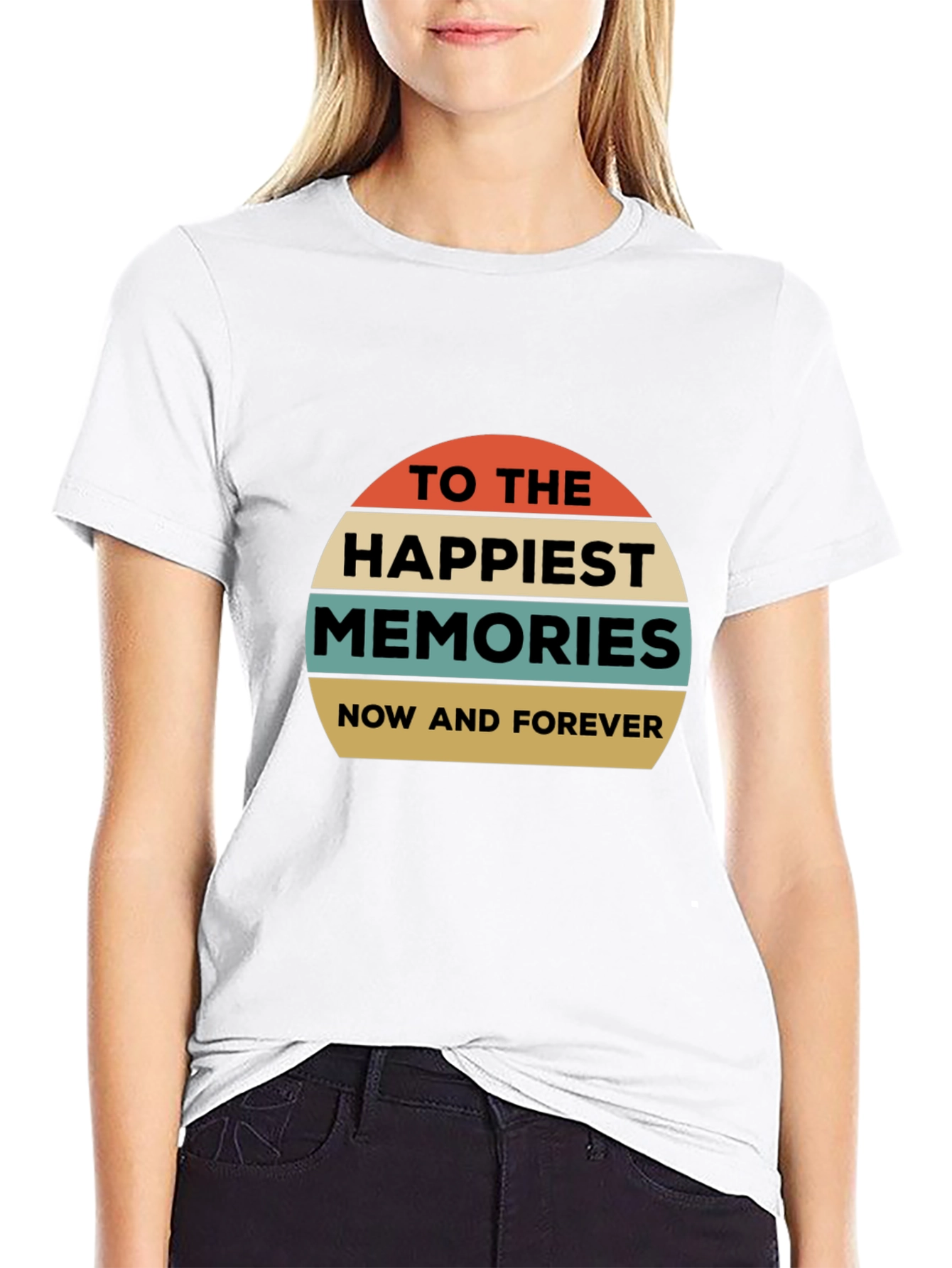Black Happiest Memories Retro Graphic T-Shirt view 9