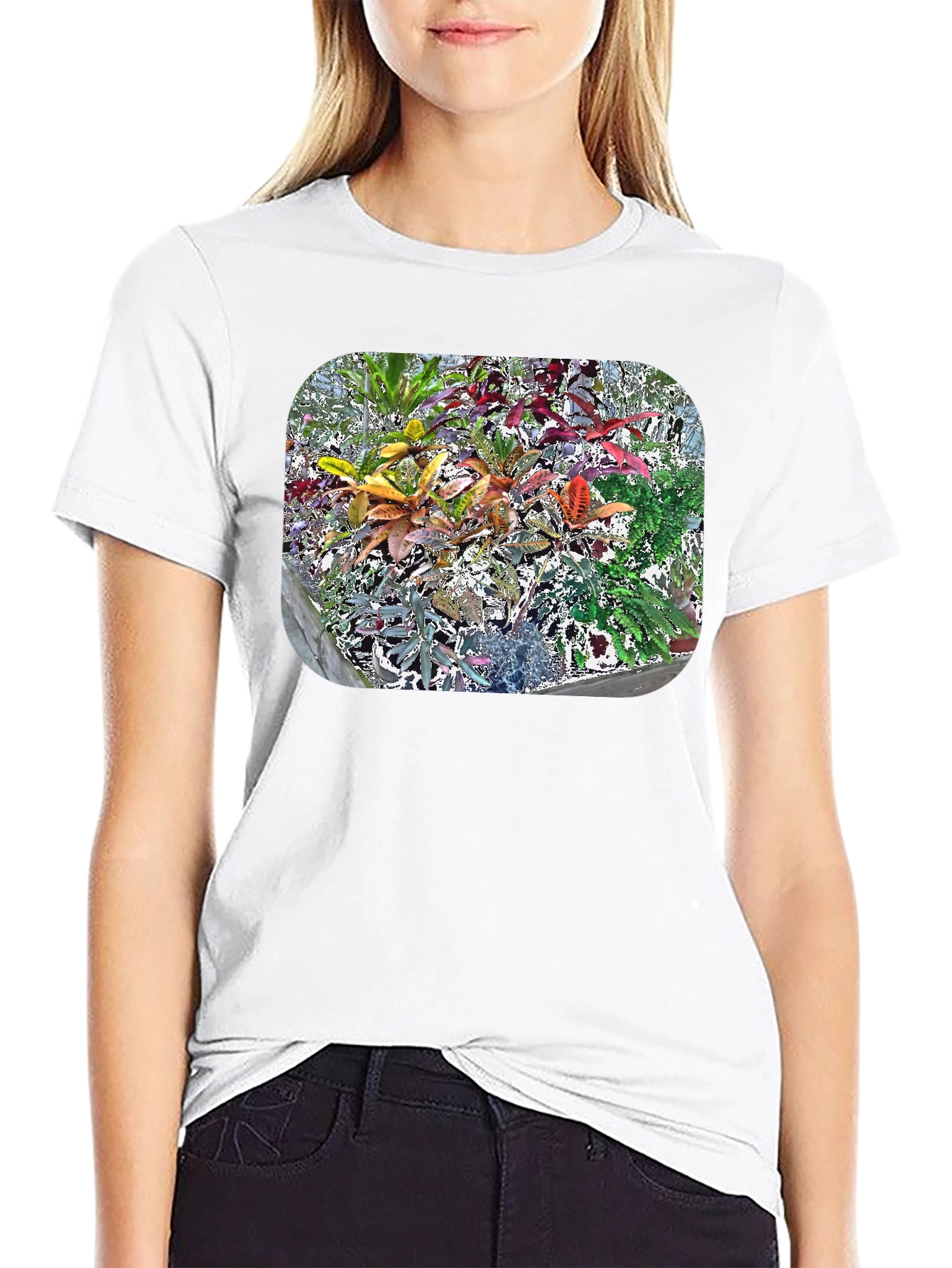Black Vibrant Croton Plant Graphic Tee view 9
