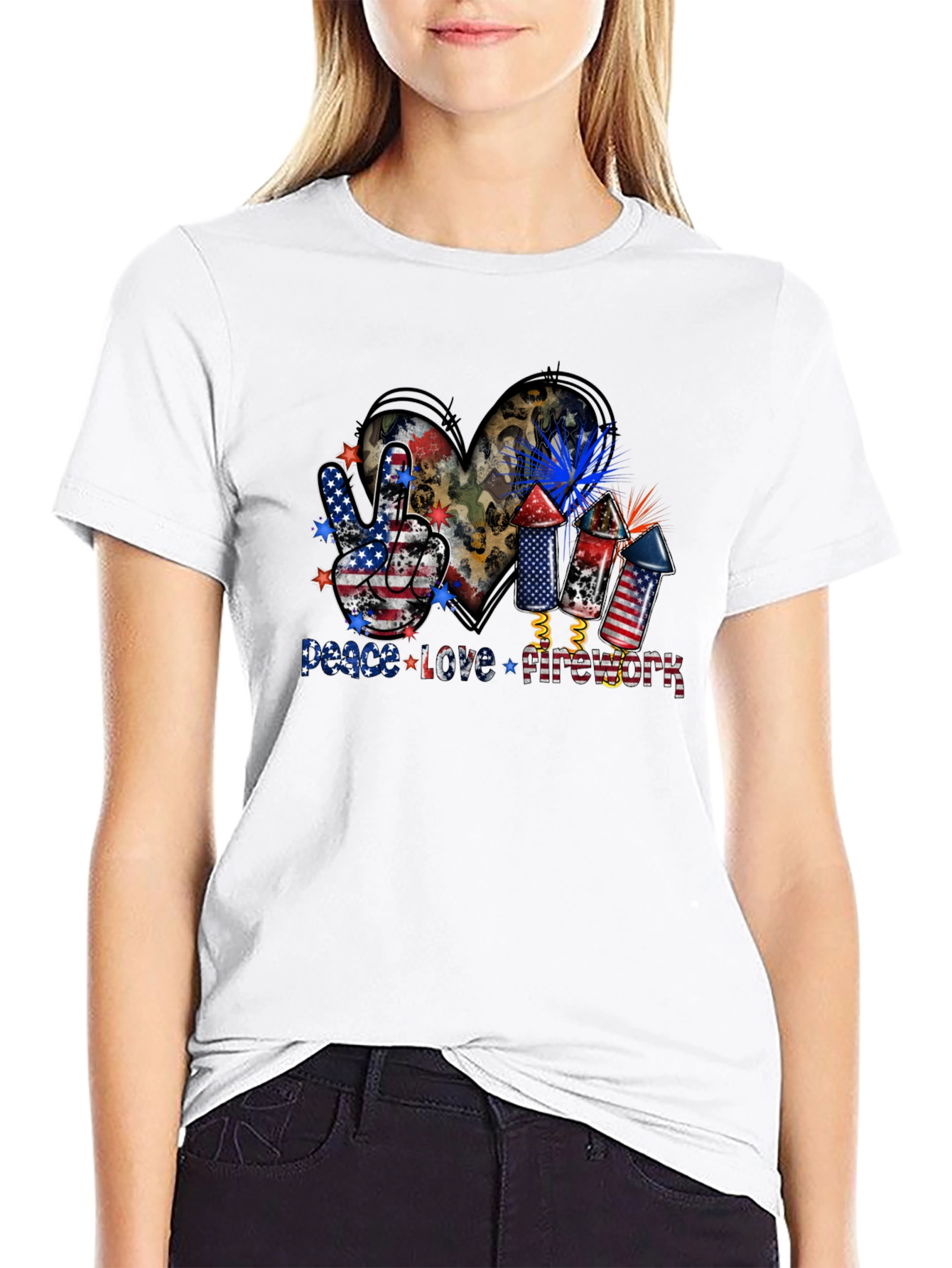 Black Peace Love Fireworks T-Shirt view 9