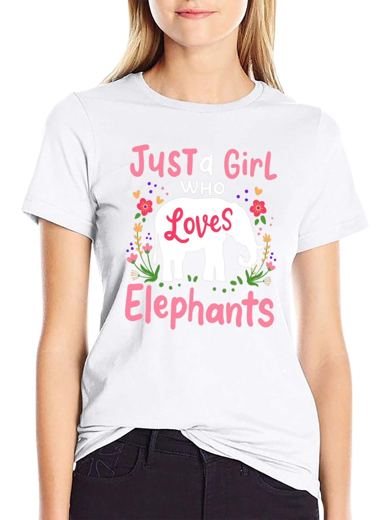 Black Just a Girl Who Loves Elephants T-Shirt view 9