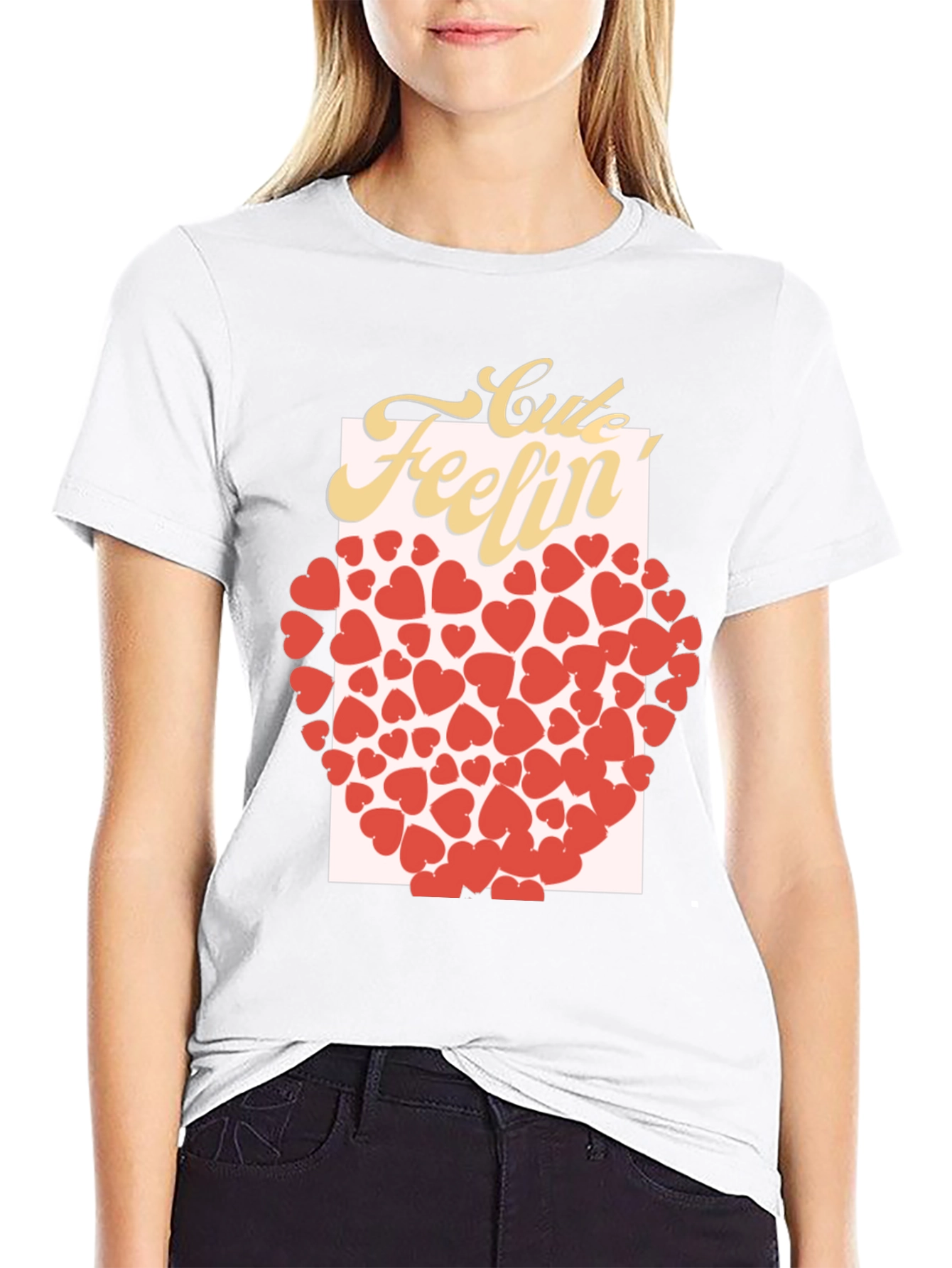 Black Cute Feelin' Heart Graphic T-Shirt view 9