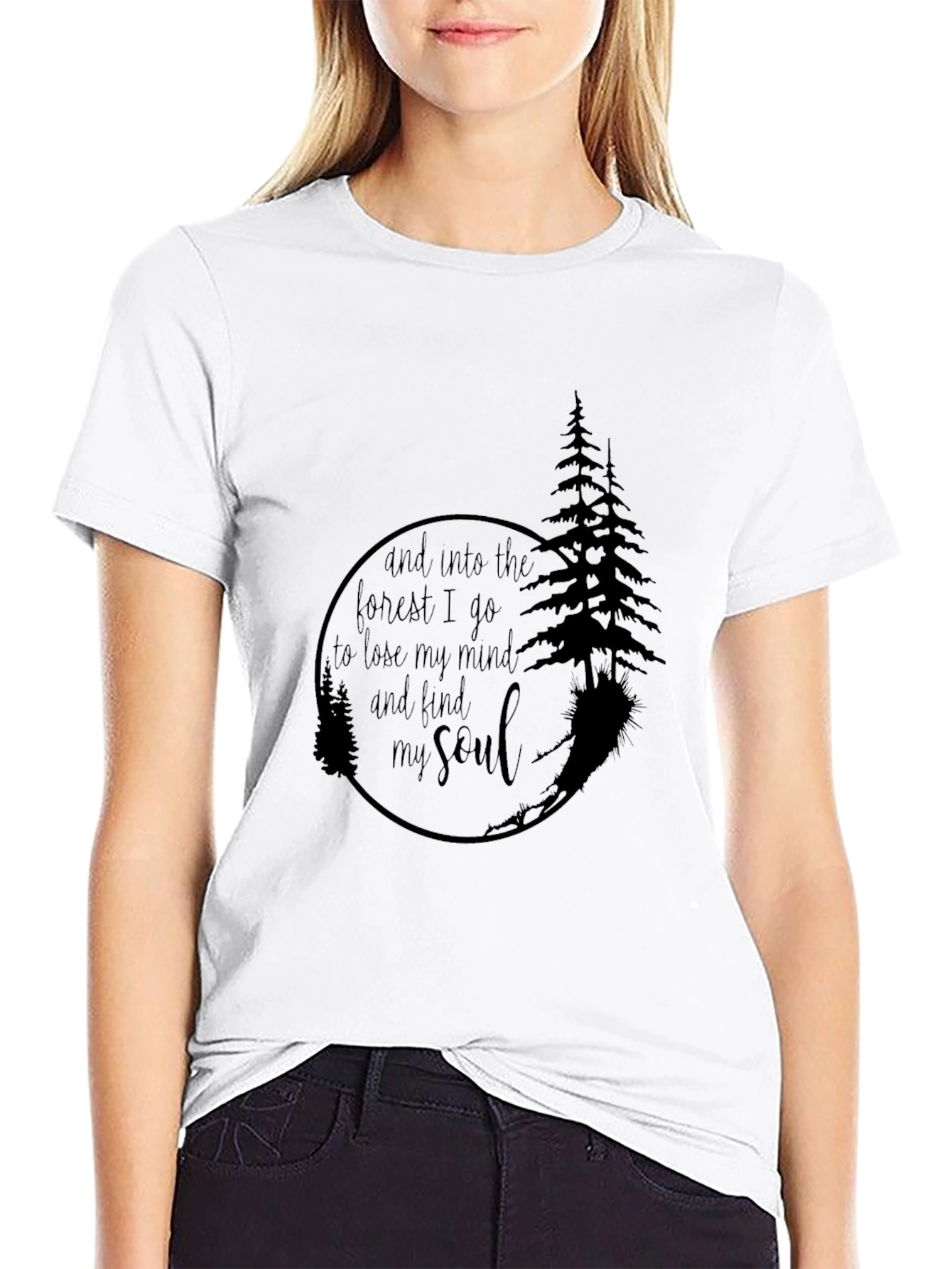 Black Into the Forest Graphic Tee - Unisex Black T-Shirt view 9