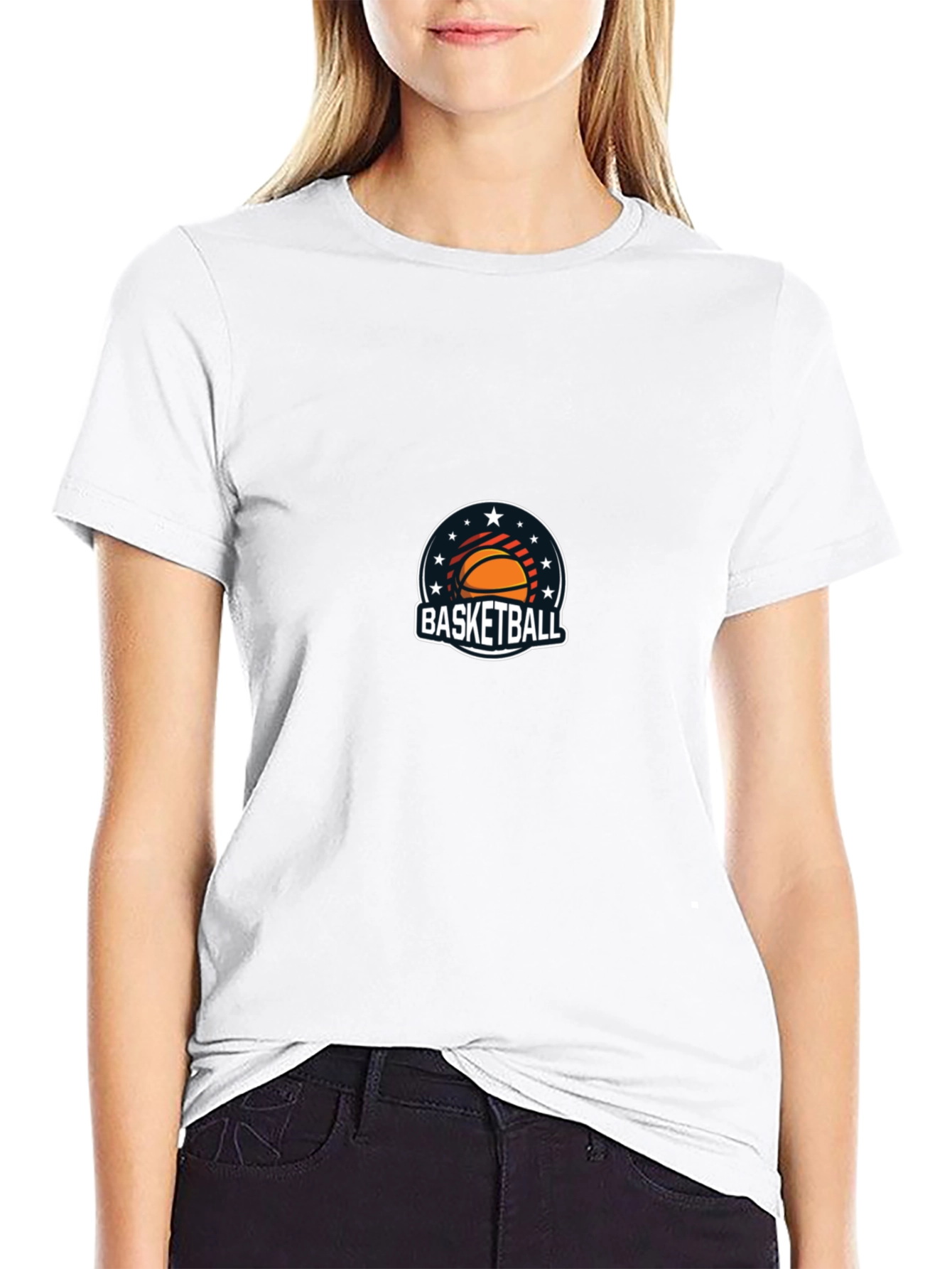 Black Basketball Graphic T-Shirt - Black Cotton Blend view 9