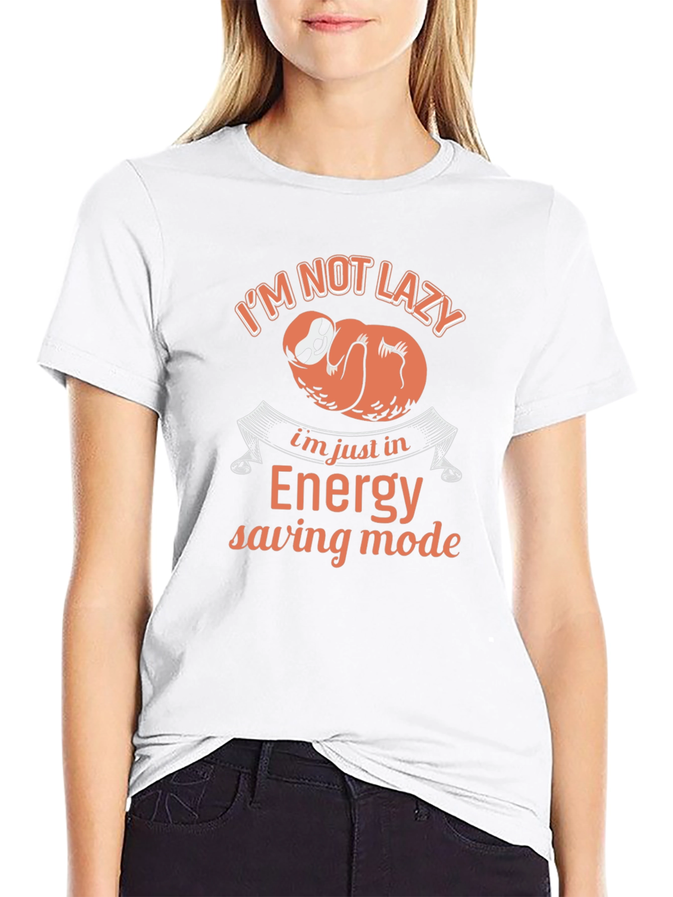 Black Energy Saving Mode Sloth T-Shirt view 9