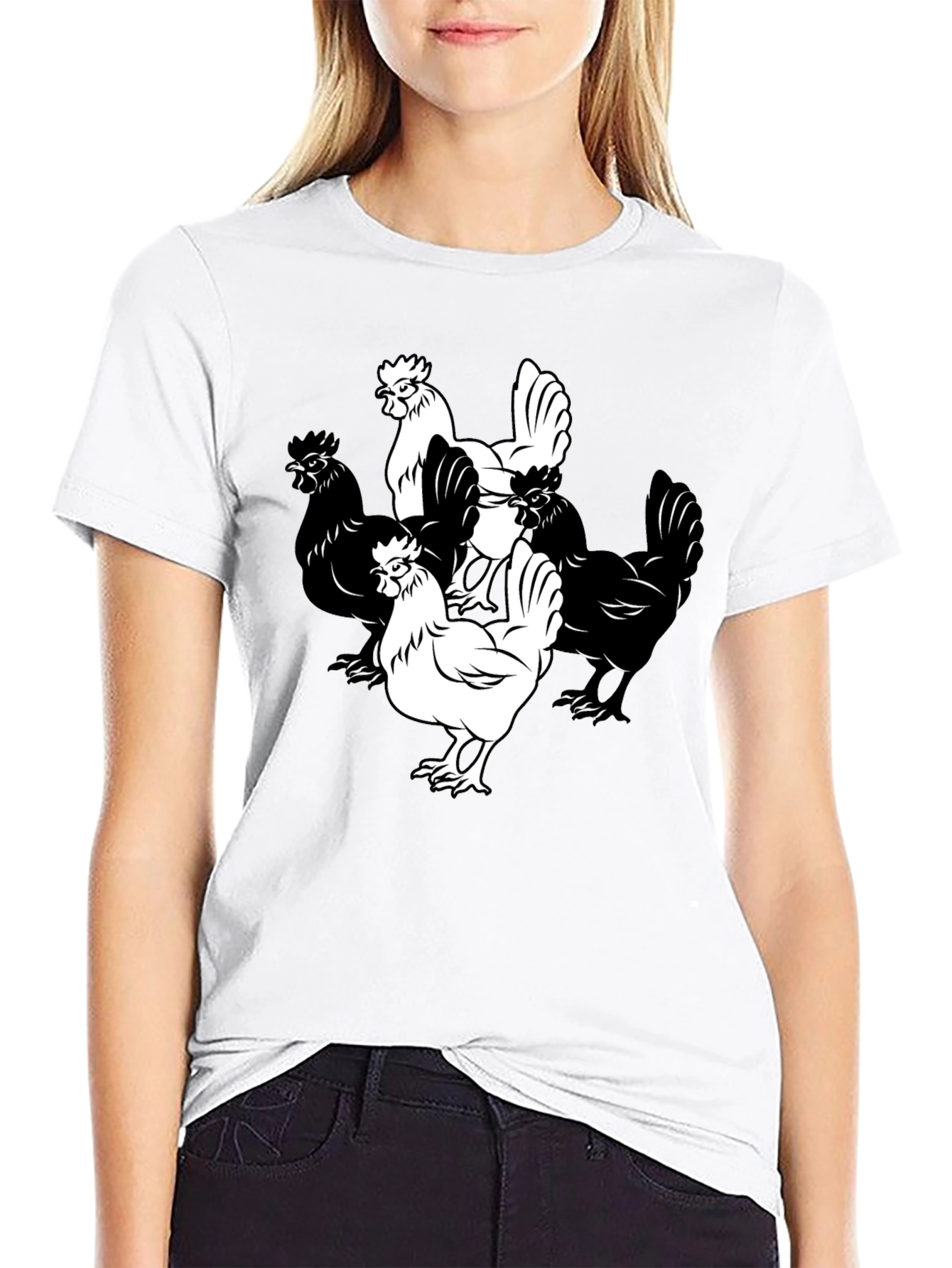 Black Chicken Graphic T-Shirt - Black Cotton Tee view 9