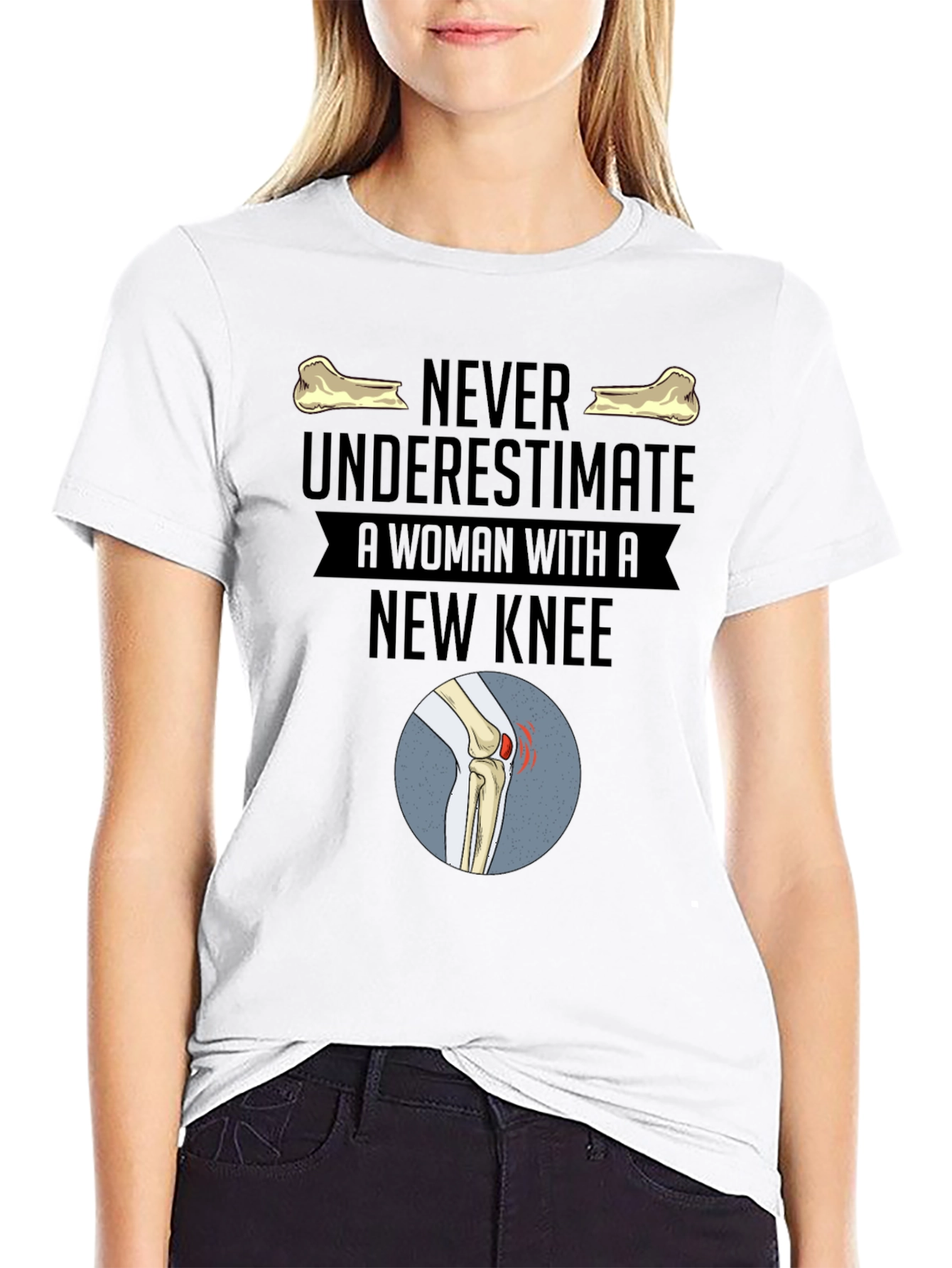 Black New Knee Woman Graphic Tee view 9
