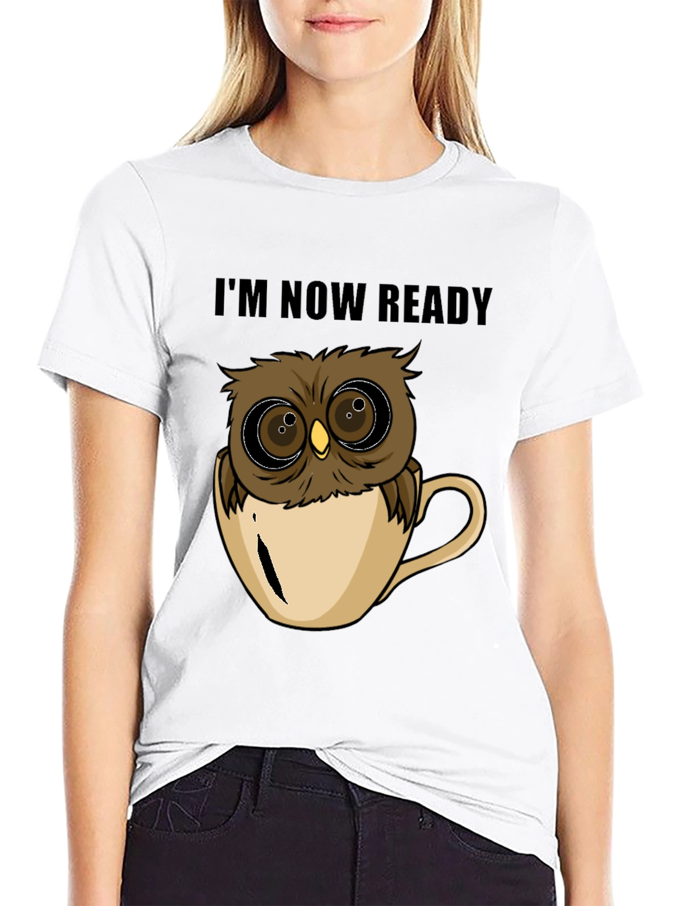 Black Owl in Cup T-Shirt - I'm Now Ready view 9