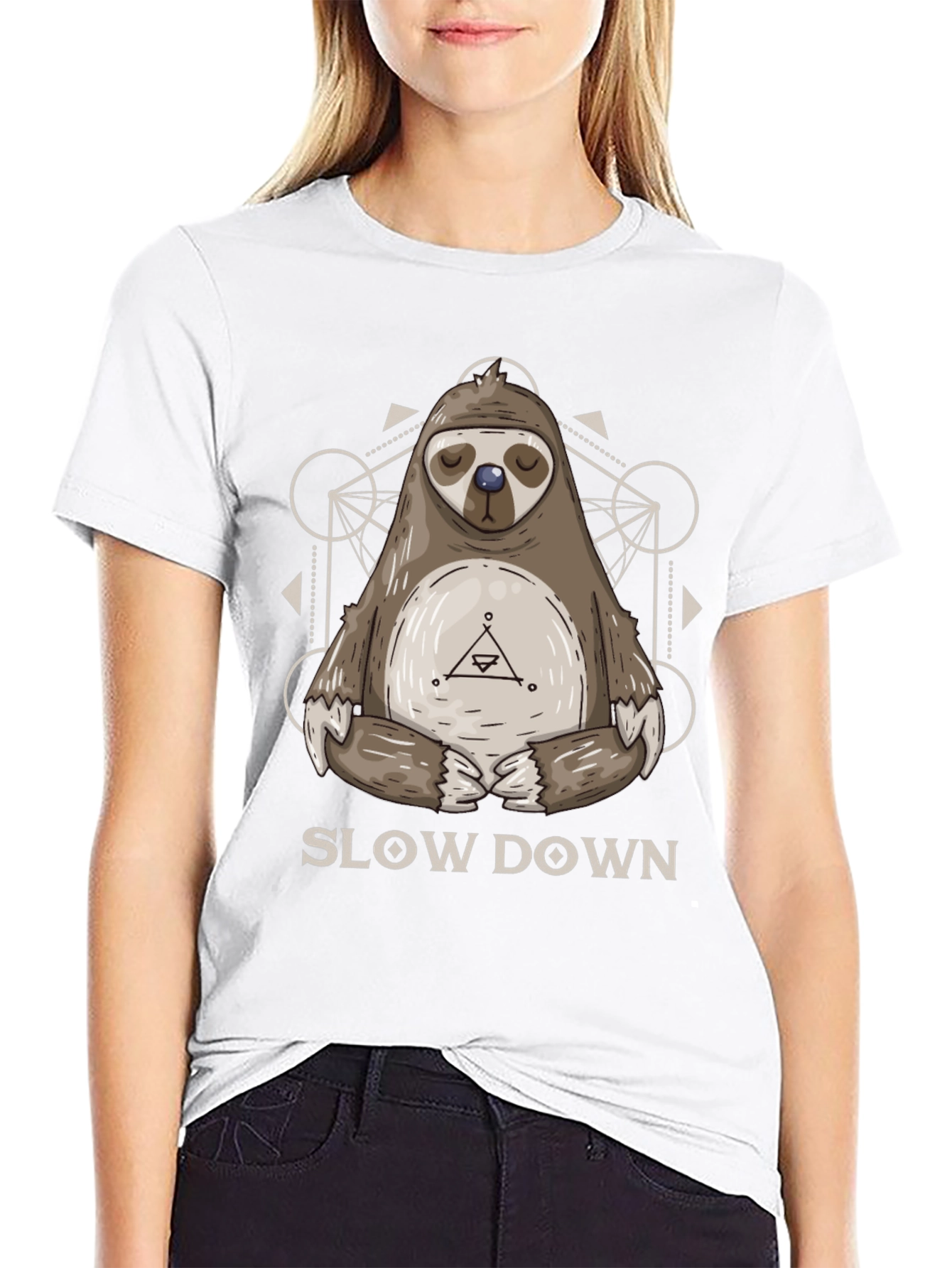Black Relaxed Sloth Graphic Tee - Slow Down Shirt view 9