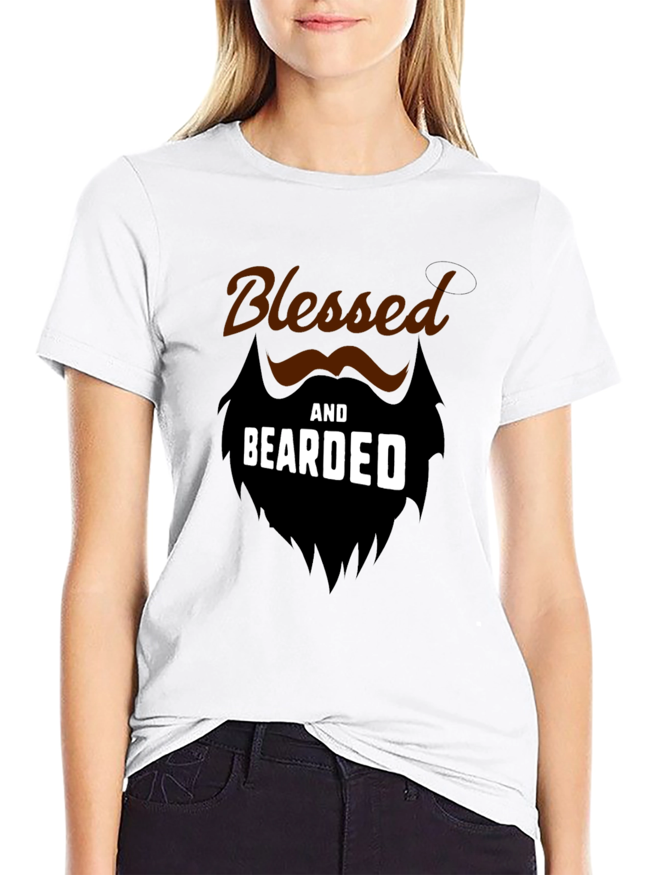 Black Blessed and Bearded Black Graphic T-Shirt view 9