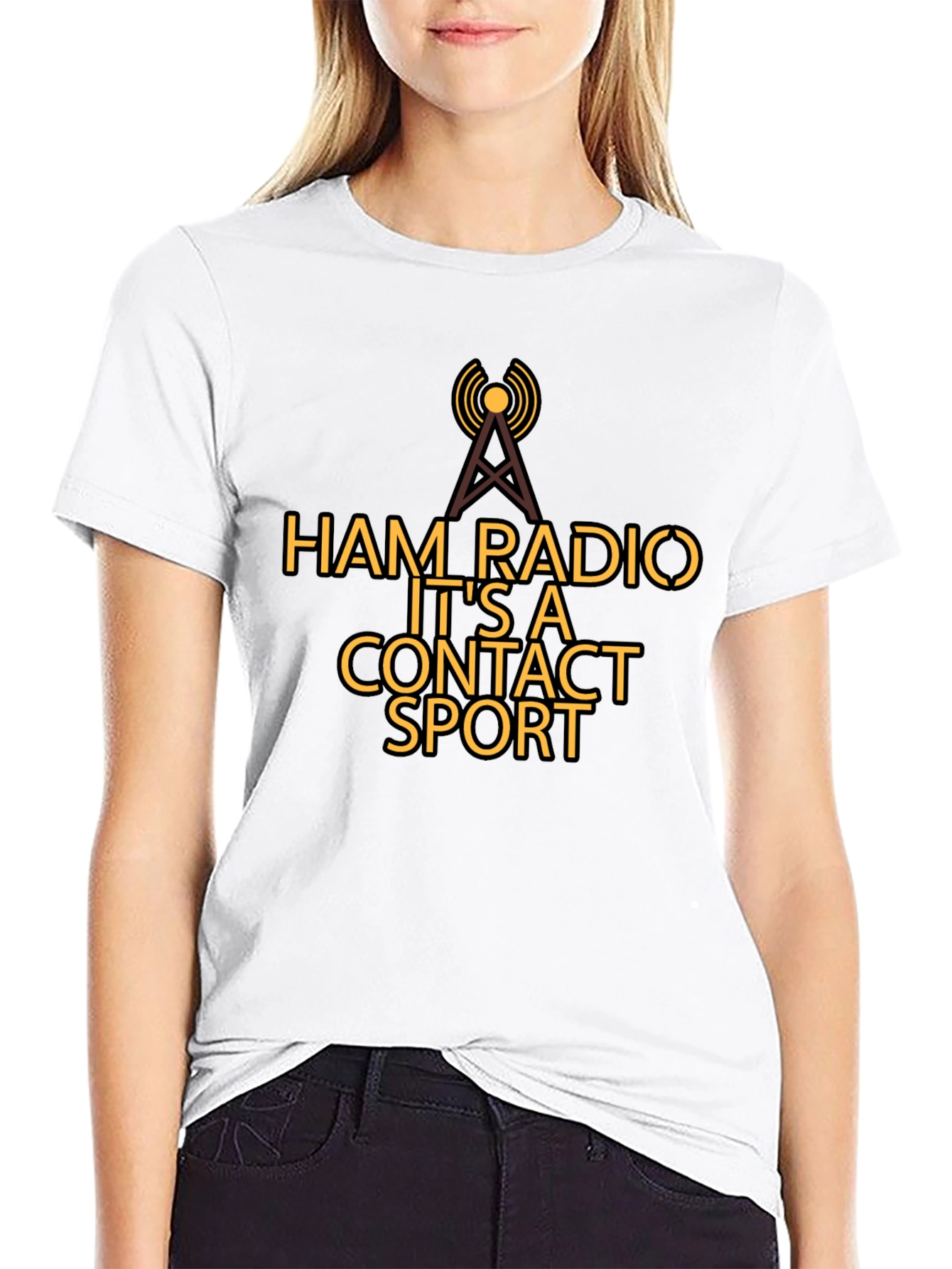 Black Ham Radio Contact Sport T-Shirt view 9
