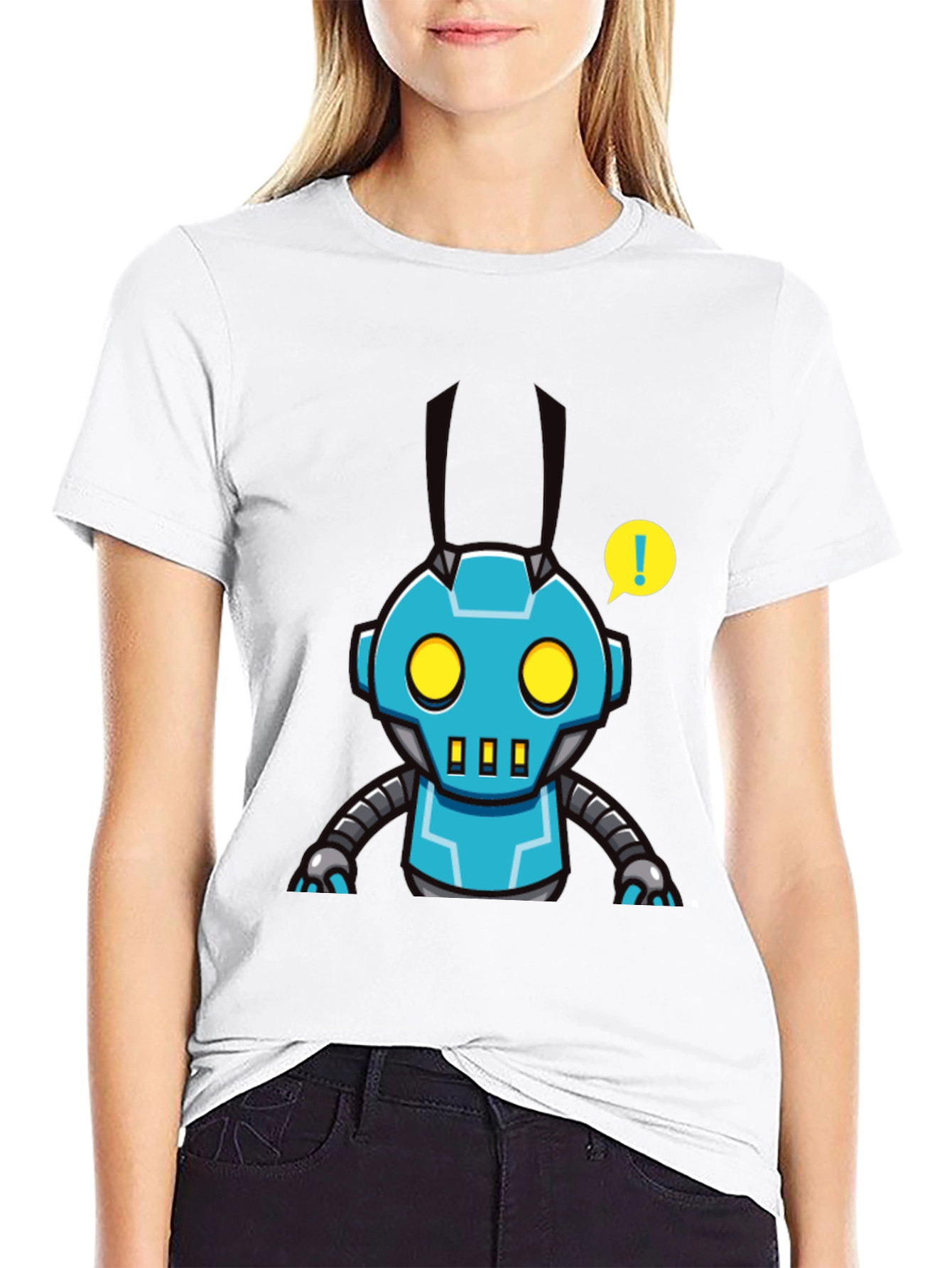 Black Robot Graphic Tee - Black T-Shirt with Funky Robot Design view 9