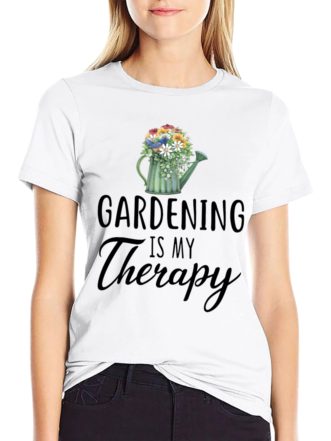 Black Gardening Is My Therapy T-Shirt view 9