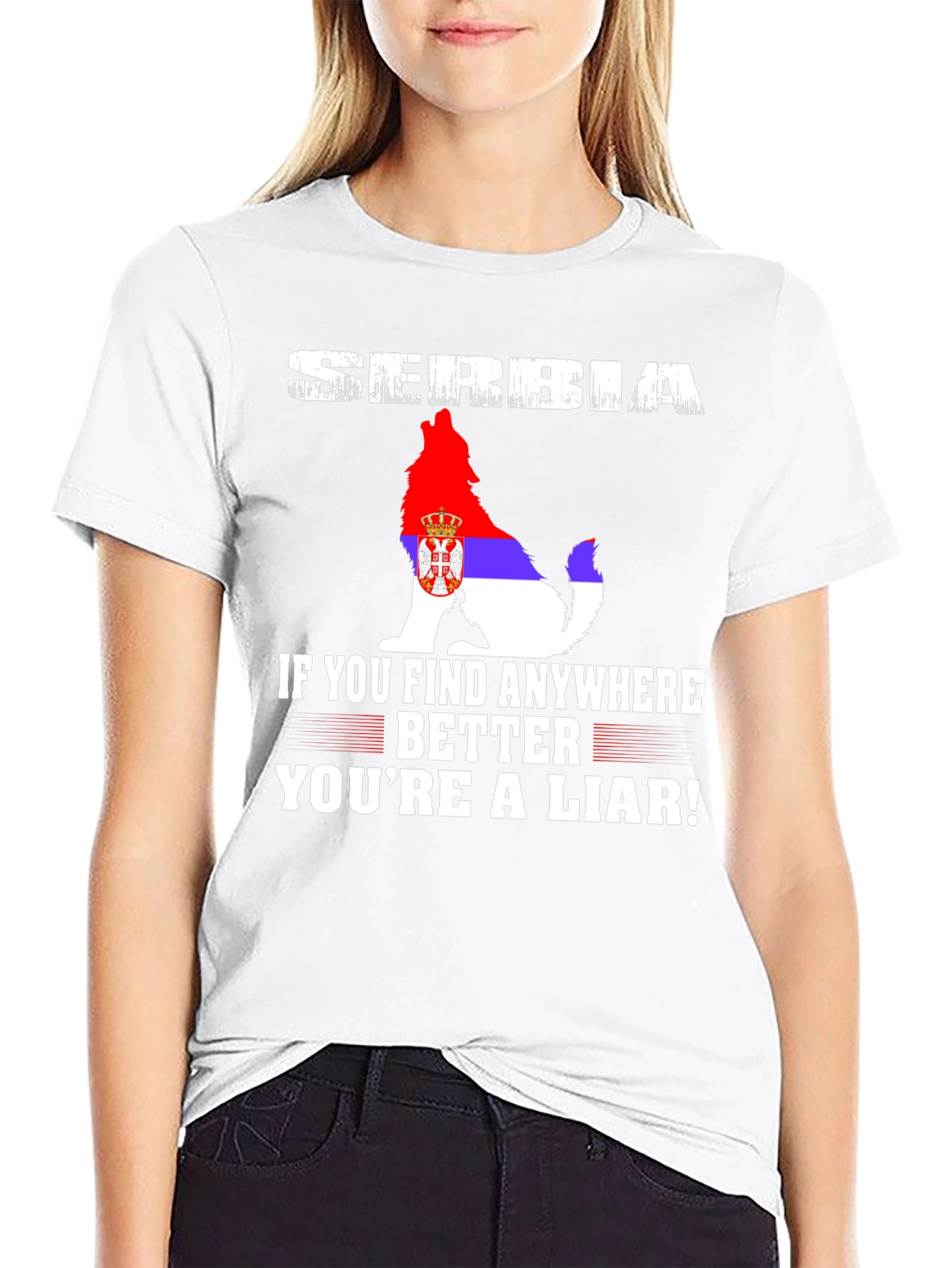 Serbia Wolf Flag Graphic Tee - Patriotic Pride T-Shirt - 9