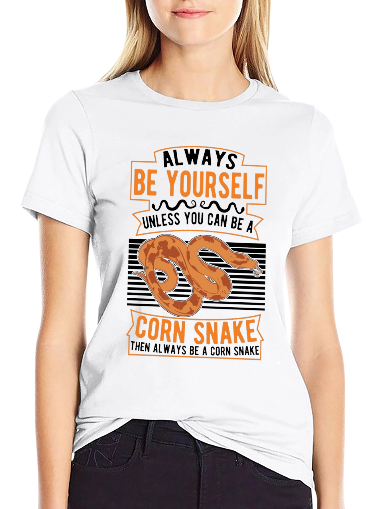 Black Always Be Yourself Corn Snake Graphic T-Shirt view 9