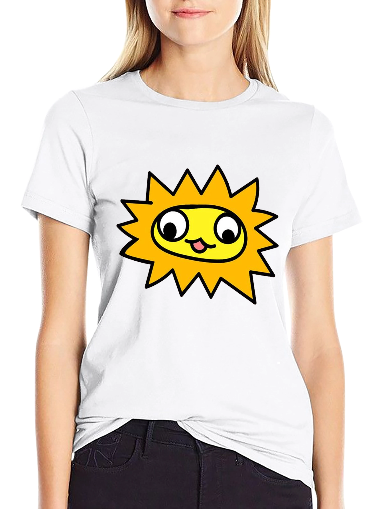 Black Sunny Character Graphic Tee - Black Crew Neck Shirt view 9