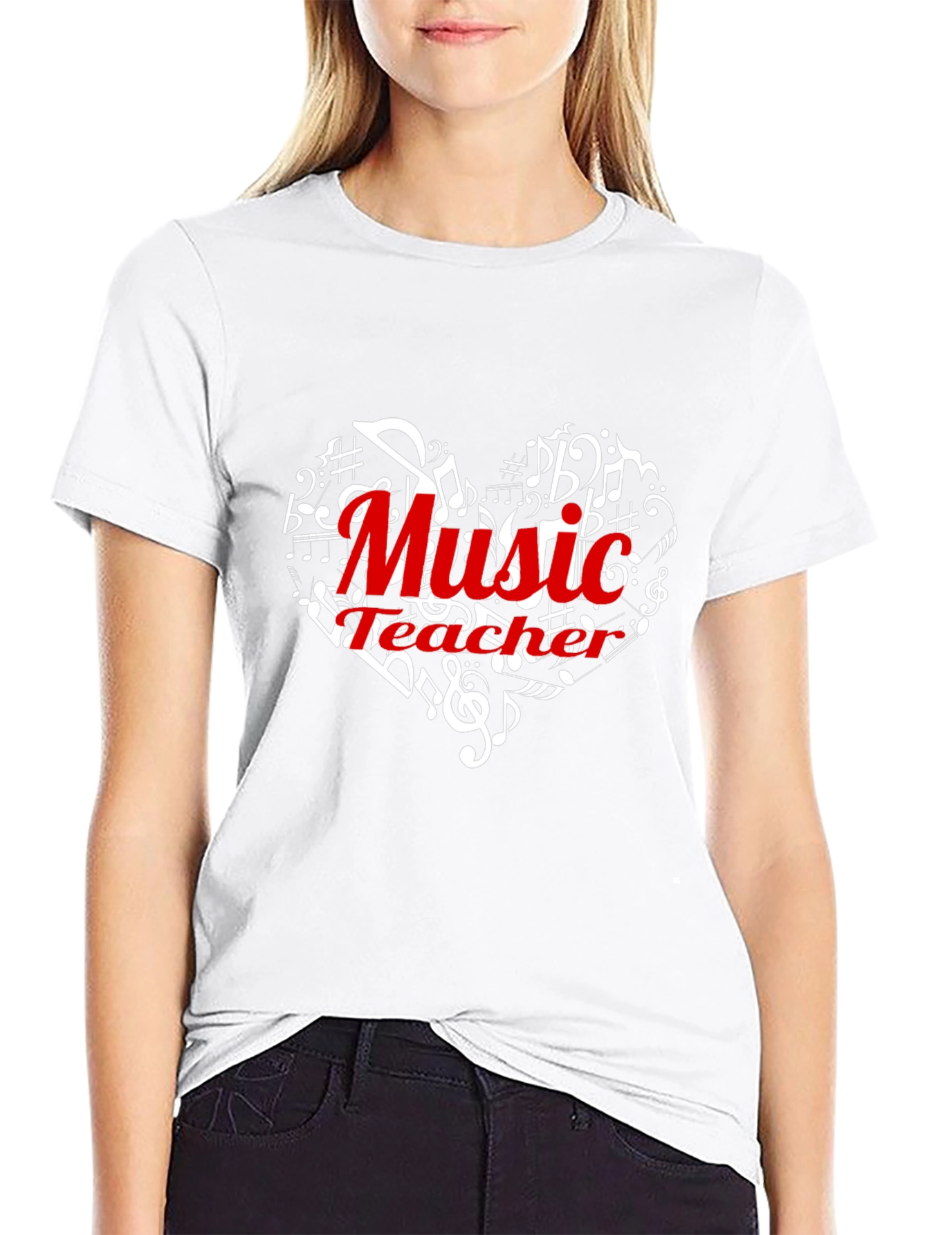 Black Music Teacher Heart T-Shirt view 9