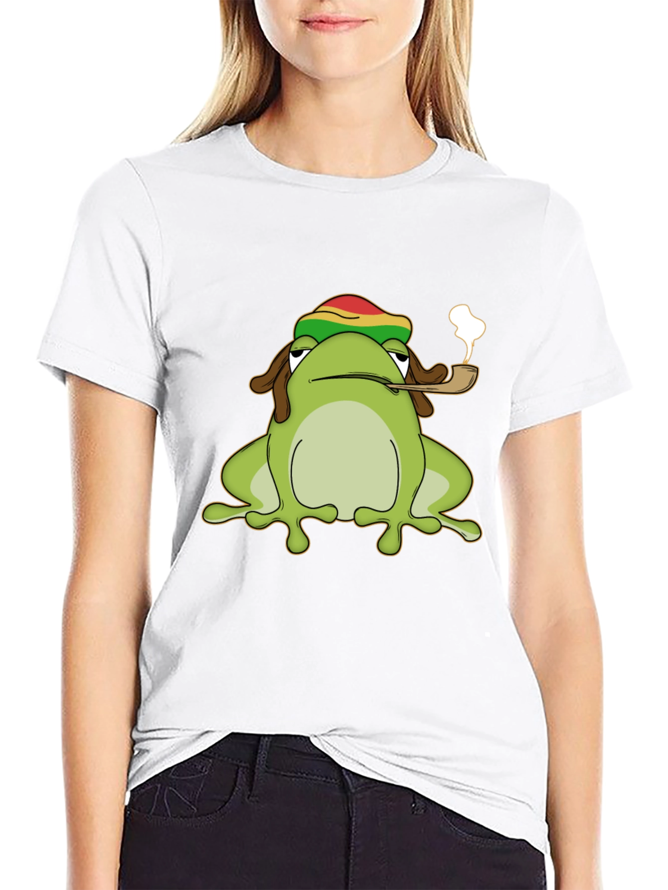 Black Rasta Frog Graphic Tee - Cool Novelty T-Shirt view 9