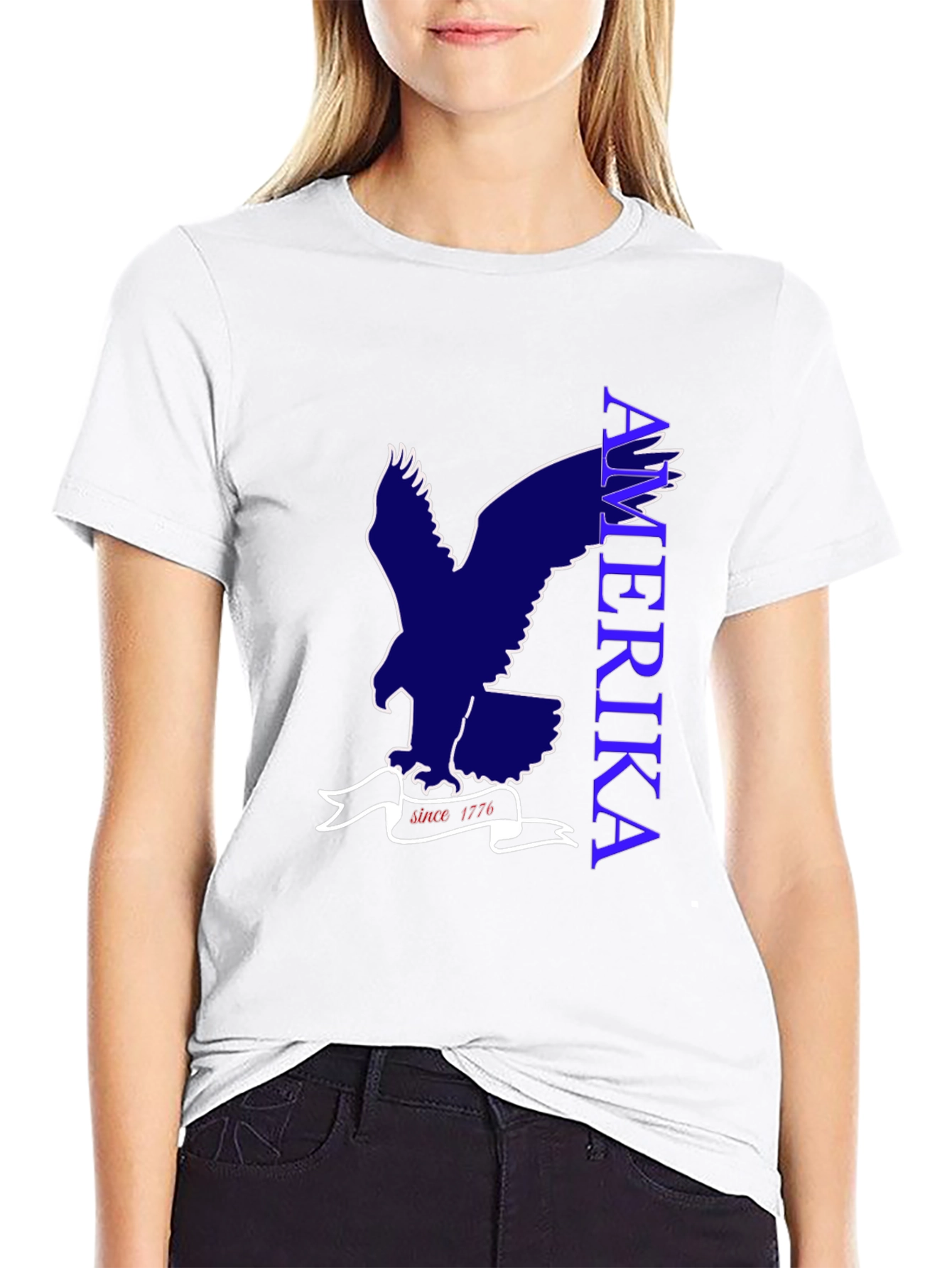 Black Americana Eagle Graphic Tee - Black Patriotic T-Shirt view 9