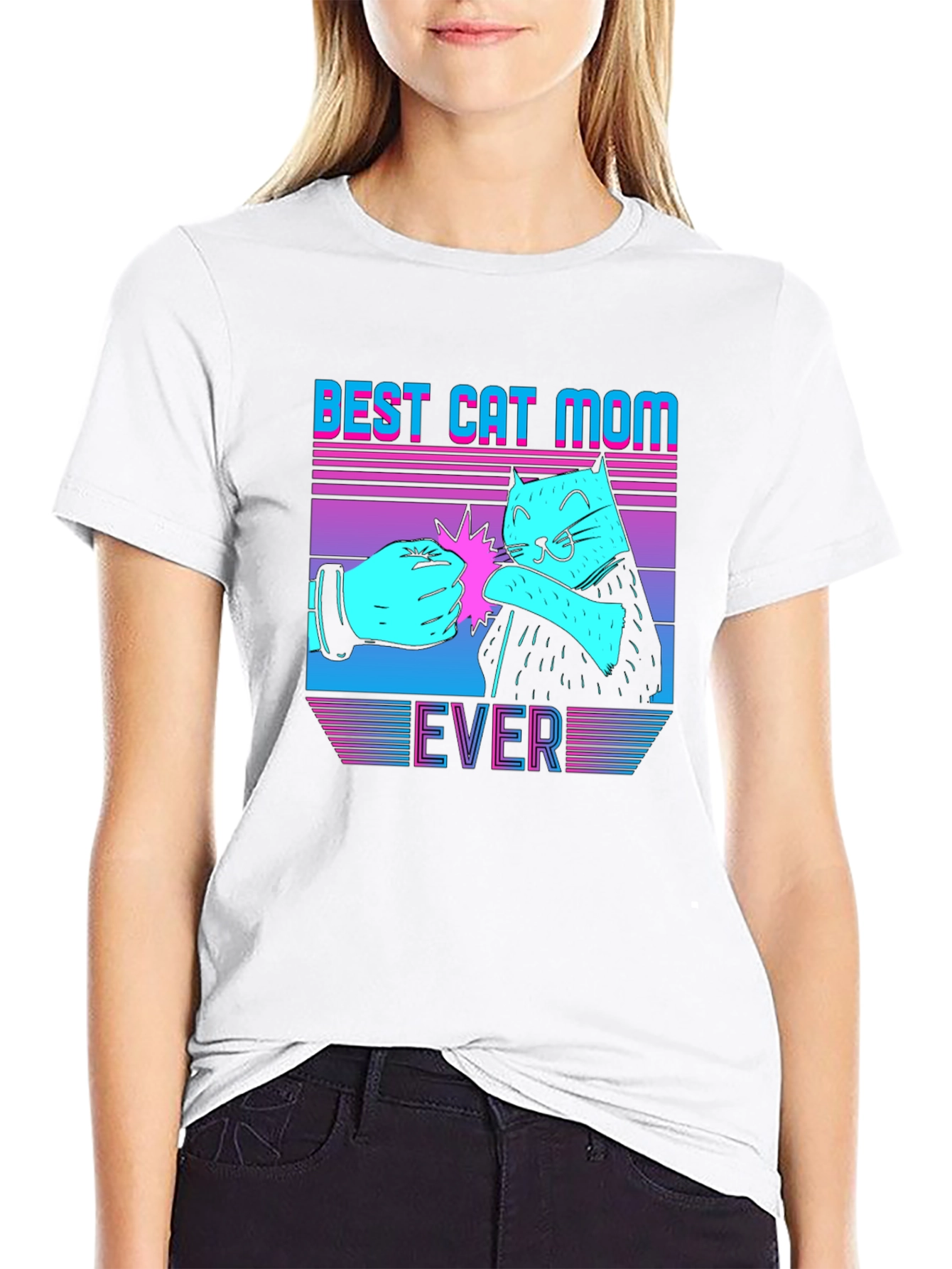 Black Best Cat Mom Ever Graphic Tee view 9