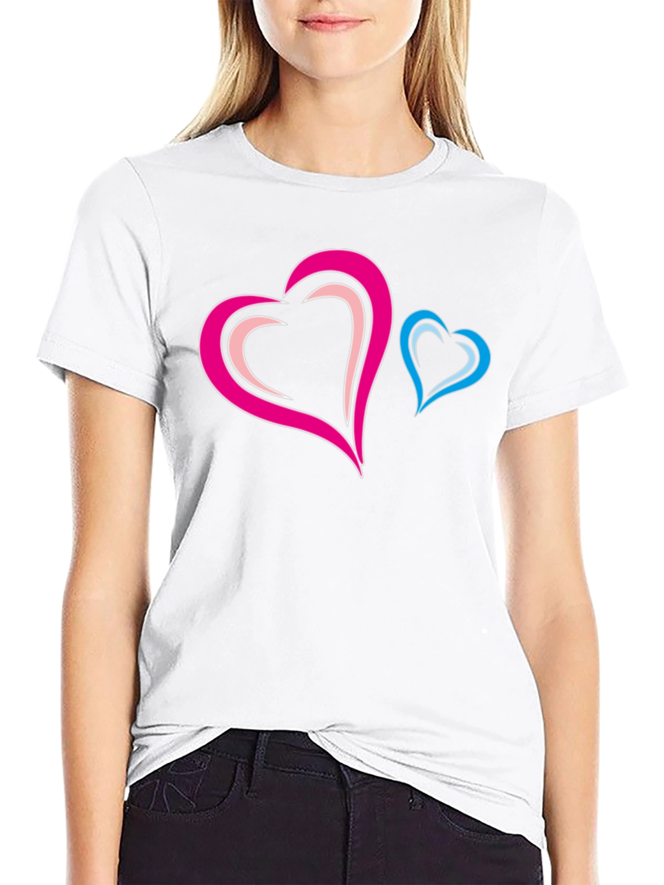 Black Stylish Black T-Shirt with Heart Design view 9